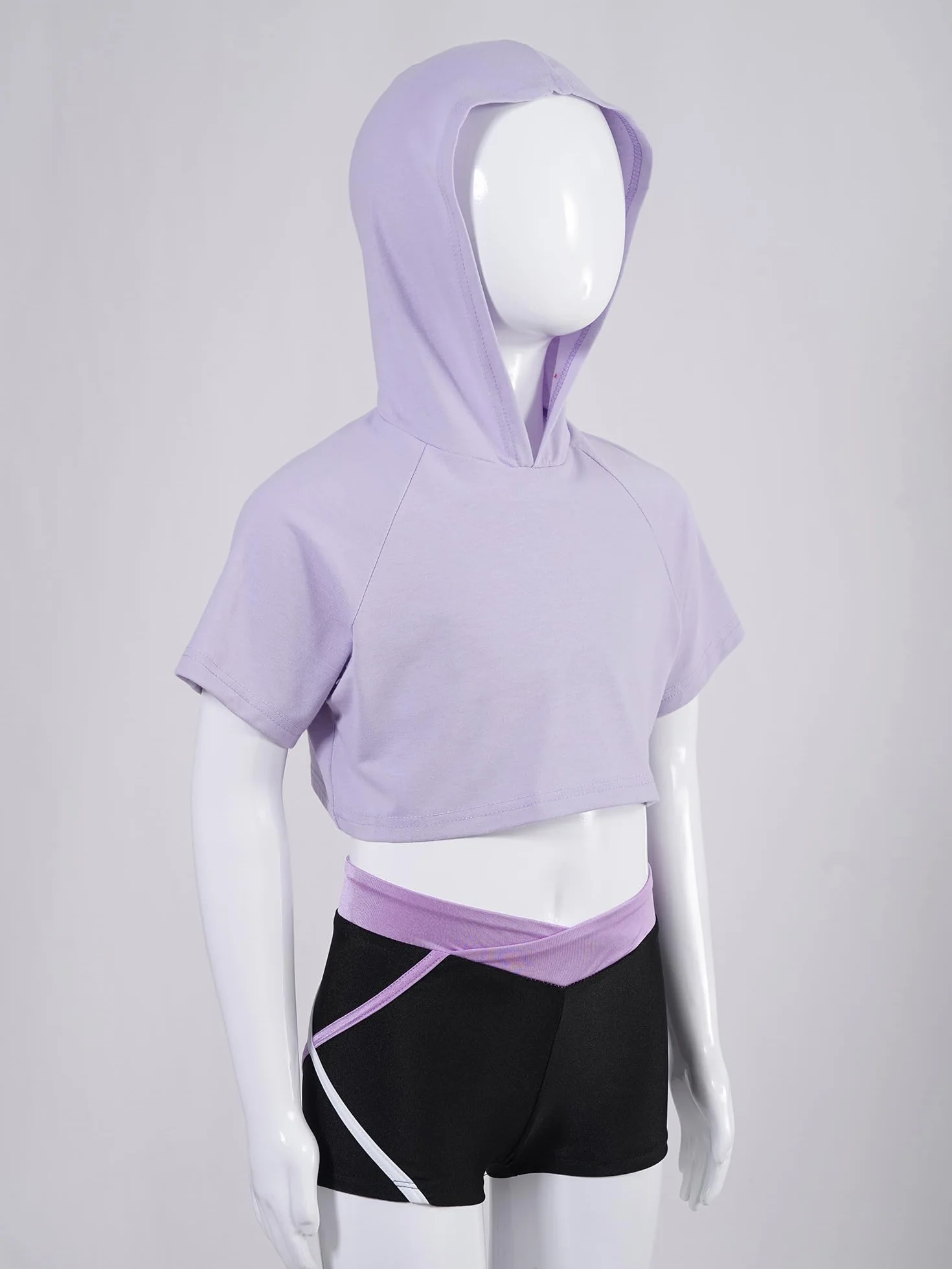 Dres treningowy dla dziewczynek, zestaw sportowy, z krótkim rękawem, bluza z kapturem, krótki rękaw, szorty dla dziewcząt, na lato, do tańca, treningu, biegania