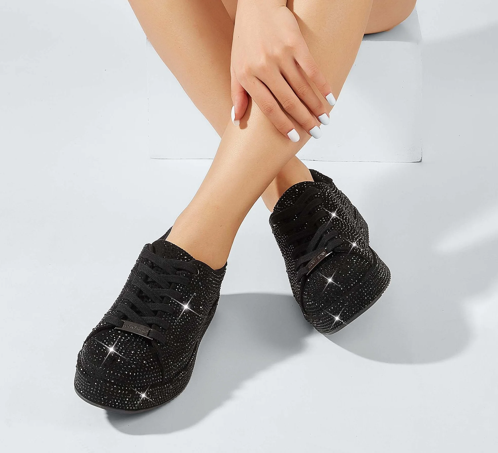 LUCKY STEP Platforma Rhinestone Moda Brokatowe Trampki | Błyszczące Błyszczące Oszałamiające Ślubne Błyszczące Buty dla Kobiet