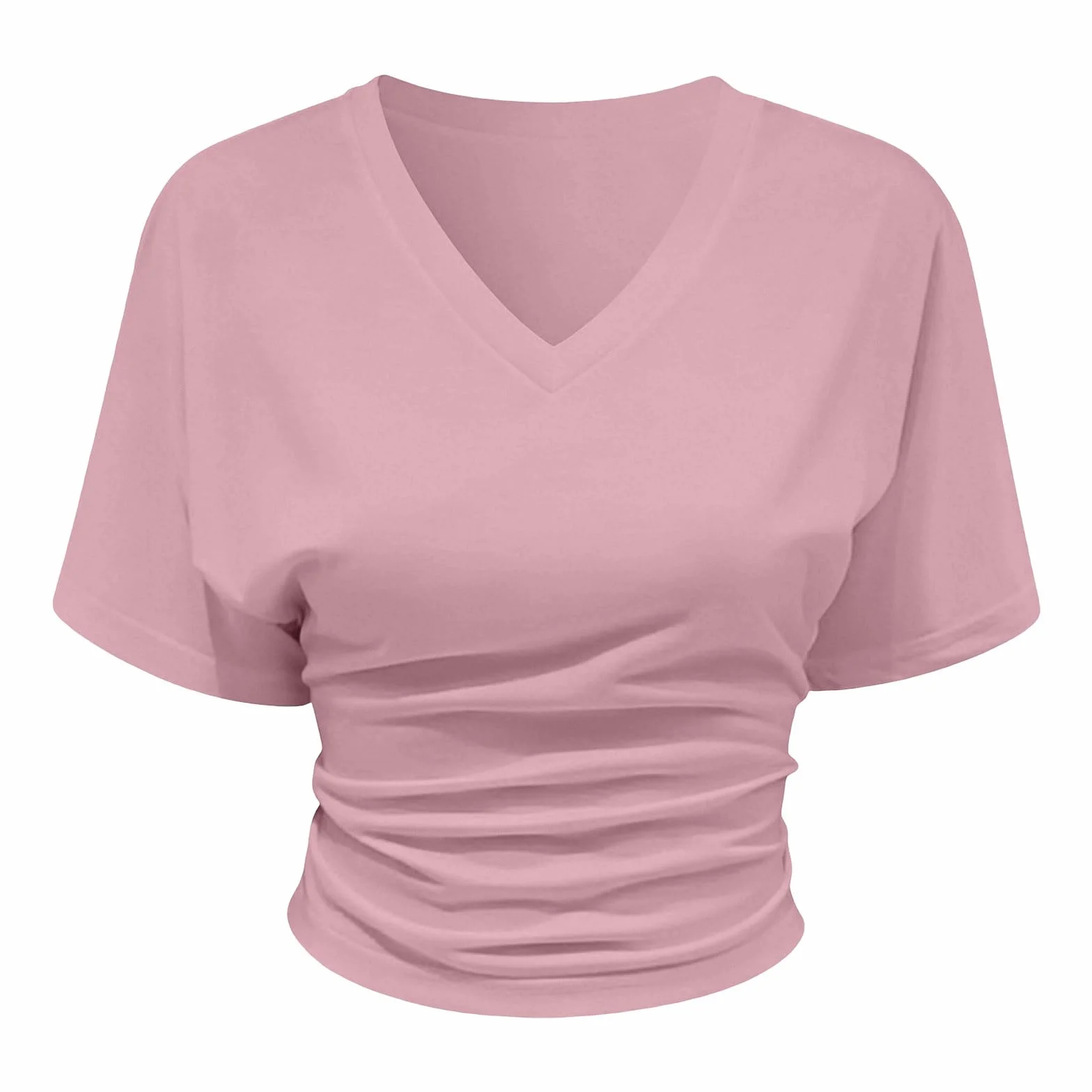 T-shirt damski, na lato, elegancki, dekolt w serek, koszulka basic, z krótkim rękawem, jednokolorowa, oversize, dla kobiet, nastolatków, dziewcząt