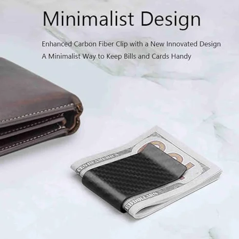 Portfel z Klipsem na Pieniądze z Włókna Węglowego Ultralight Business Money Cash Clip Cards Credit Clamp Wallet Przenośny Wizytownik dla Kobiet Mężczyzn