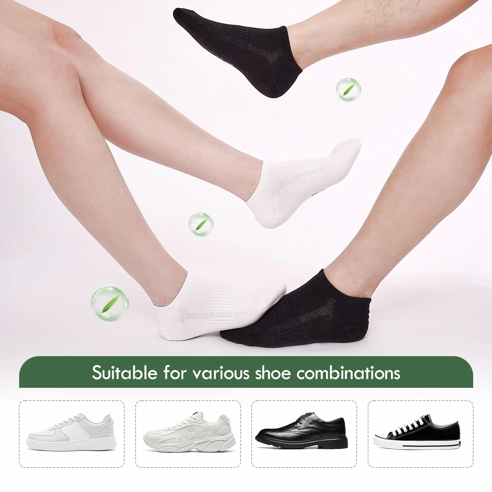 Cirorld Bambusowe skarpety do sneakersów, dla kobiet i mężczyzn, rozm. 39-42, 43-46,6 pary, oddychające, krótkie skarpety, antybakteryjne, sportowe, wchłaniają wilgoć, do biegania