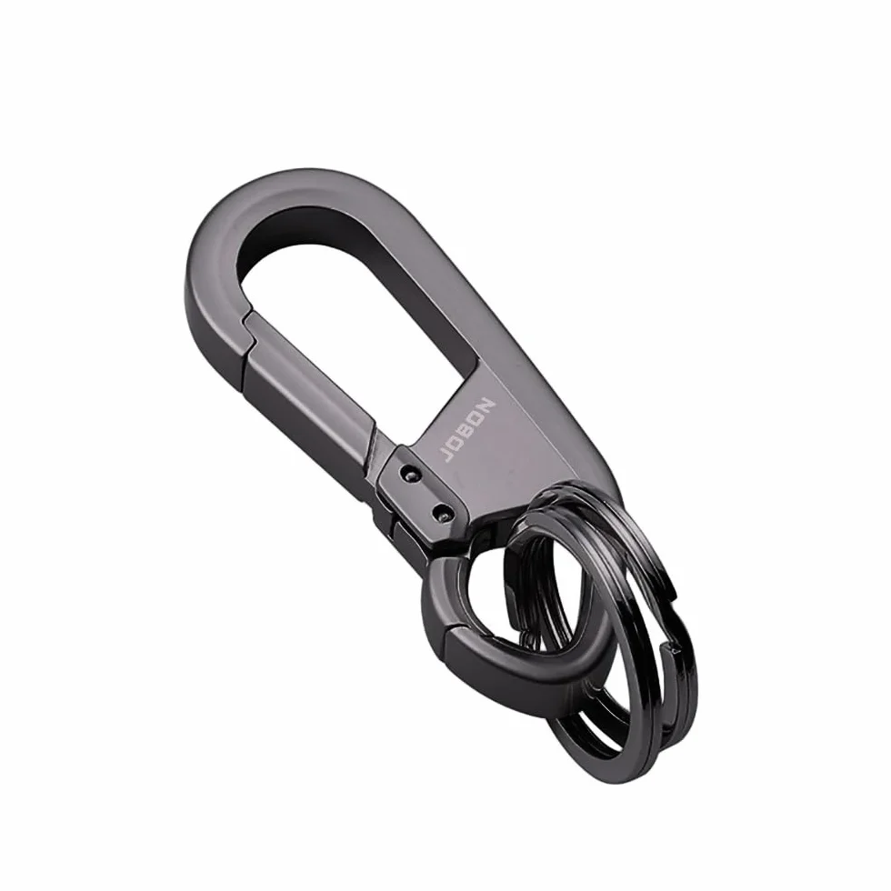Breloczki do kluczy ze stopu cynku, 1 x wytrzymały metalowy brelok, breloczek do kluczy samochodowych z 2 pierścieniami, podwójne klipsy, breloki do kluczy dla mężczyzn i kobiet (czarny