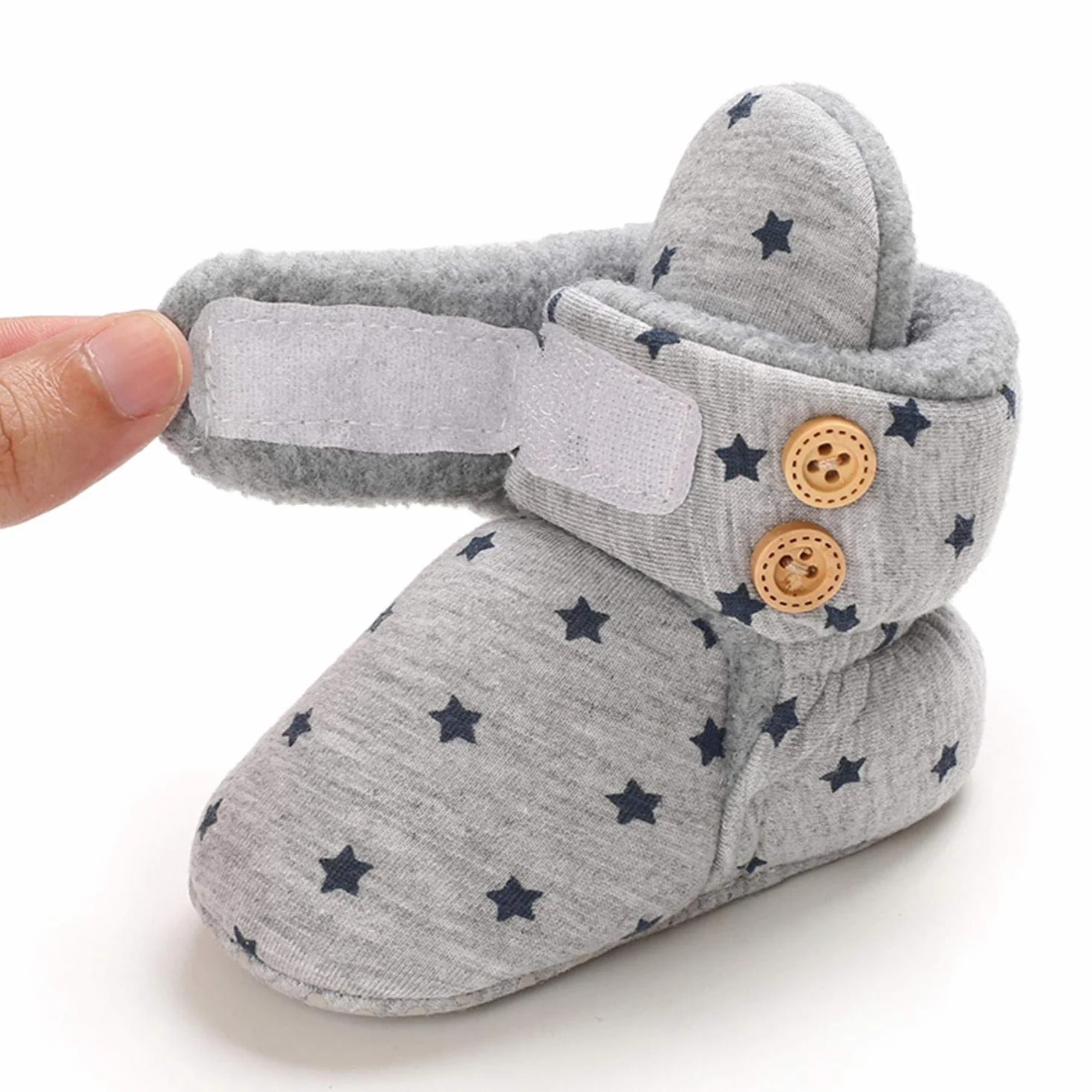 Przytulne polarowe buciki dziecięce z bawełnianą podszewką, antypoślizgowe i miękkie podeszwy buty dla noworodka 0-18 miesięcy skarpety buty unisex kapcie dziecięce zimowe ciepłe buty