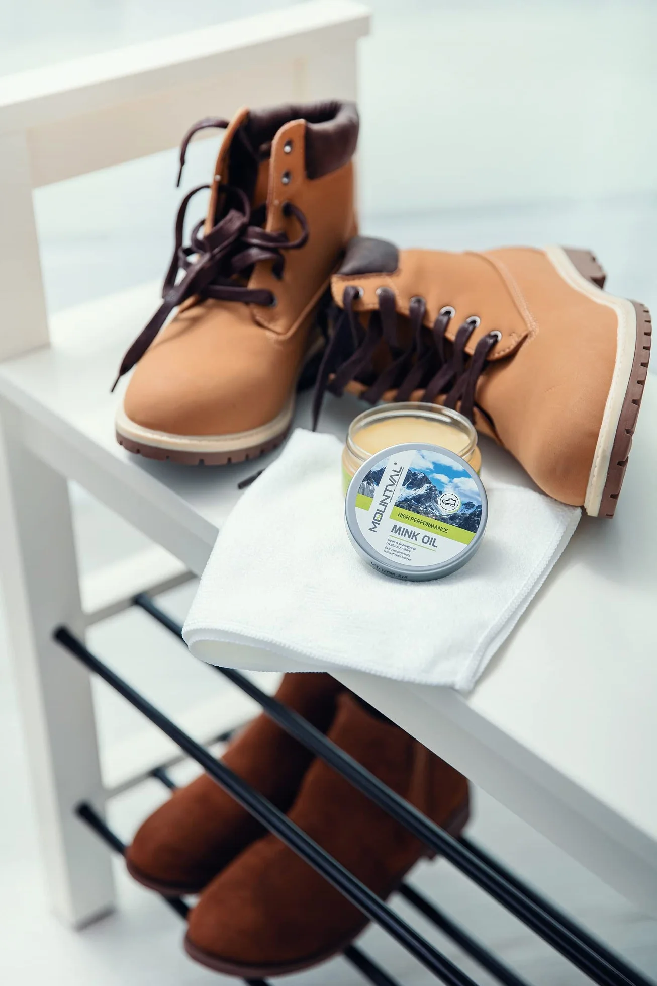 Mountval Mink Oil, Wysokiej Jakości Olejowa Pasta do Butów Odżywia i Chroni Buty przed Przemakaniem, Wosk do skóry