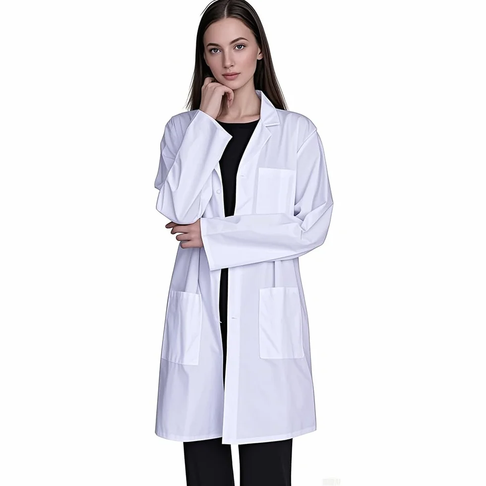Voarge Biała sukienka do laboratorium medycznego, laboratorium chemicznego dla studentów, pielęgniarki, do szkoły, do pracy Cosplay