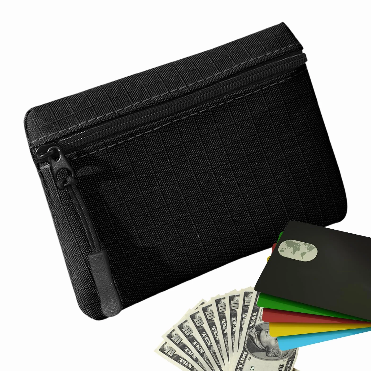 Etui na monety, portmonetka - Kosmetyczka do makijażu Oxford Cloth,Portmonetka na monety Uchwyt drobne Organizer kosmetyki z zamkiem błyskawicznym dla mężczyzn