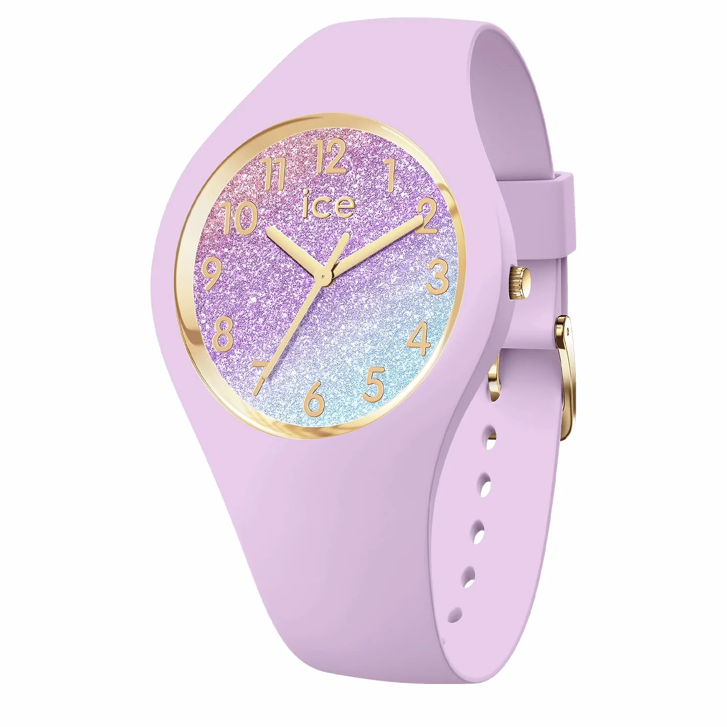 Ice-Watch ICE glitter Lilac cosmic - Fioletowy damski zegarek z plastikowym paskiem - 022570 (Mały -)