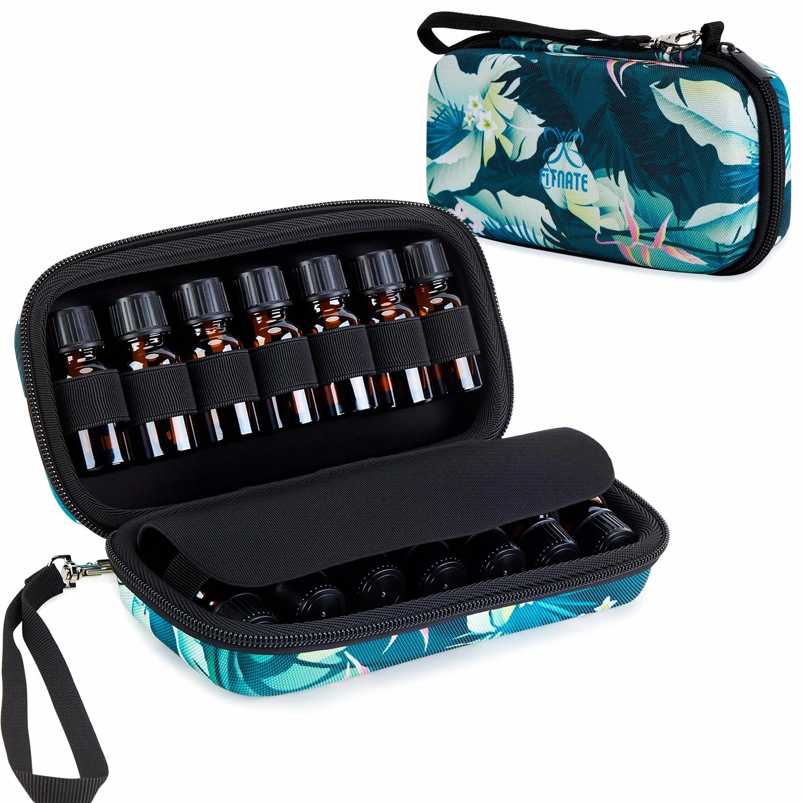 FITNATE Przechowywanie olejków eterycznych + Torba na olejki eteryczne na 5 10 15 ml olejku eterycznego dla Young Living & Doterra - pojemnik z otwieraczem do butelek z olejkiem i naklejkami na
