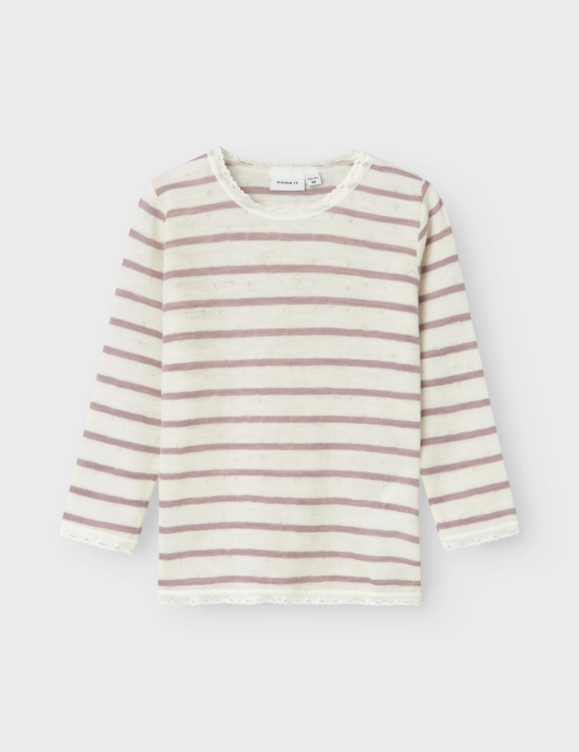 Nmfwang Wool Needle Ls Top Noos, biały, 104 cm