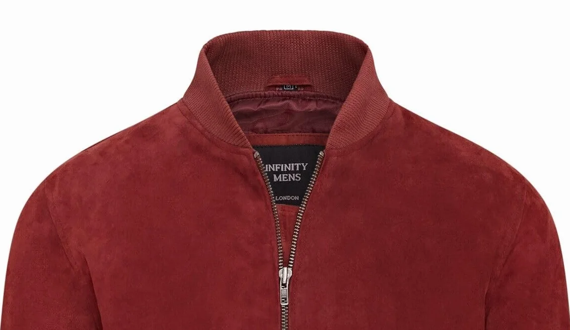 Infinity Leather Męska kurtka bomberka z miękkiej kozy zamszowej MA-1 Varsity