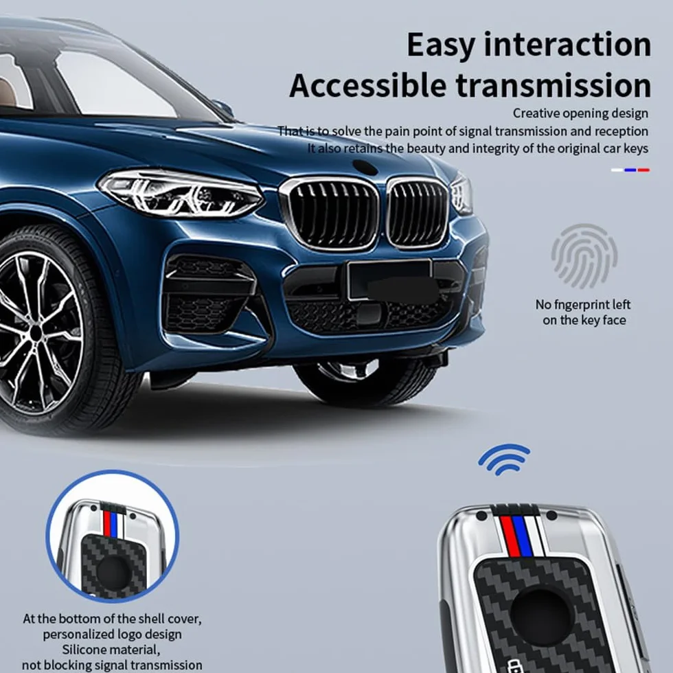 ontto Pasuje do BMW etui na kluczyki samochodowe BMW serii 2 U06 3 G81 M3 5 G60 7 G07 X1 U11 X5 F95 IX1 i4 2023-2025, metalowa osłona na klucze, etui ochronne, 4 przyciski