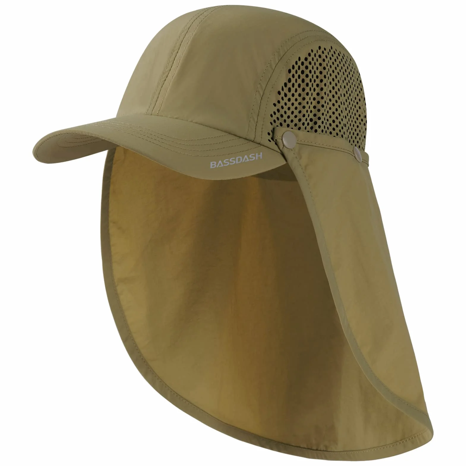 BASSDASH UPF 50+ składana czapka wędkarska czapka bejsbolówka ze zdejmowaną klapą na szyję przenośna dla mężczyzn kobiet golf piesze wycieczki