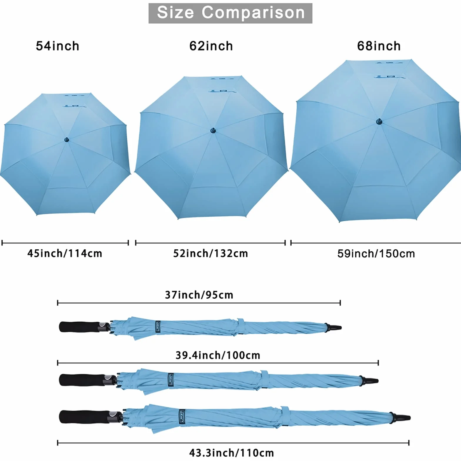 G4Free Automatycznie otwierany parasol golfowy, oversize, bardzo duży, podwójny, z otworem przeciwwiatrowym, wiatroszczelny, wodoszczelny, 120/137/157/173 cm