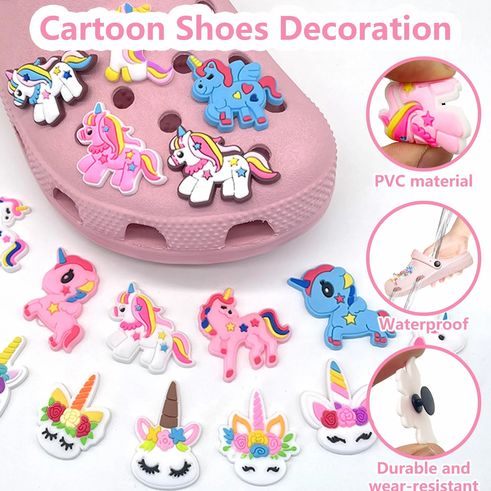 25 sztuk kreskówkowych dekoracji do Crocs, DIY przypinki dla dziecięcych chodaków, Zdejmowane plastikowe wisiorki i przypinki dla dziewczynek i młodzieży
