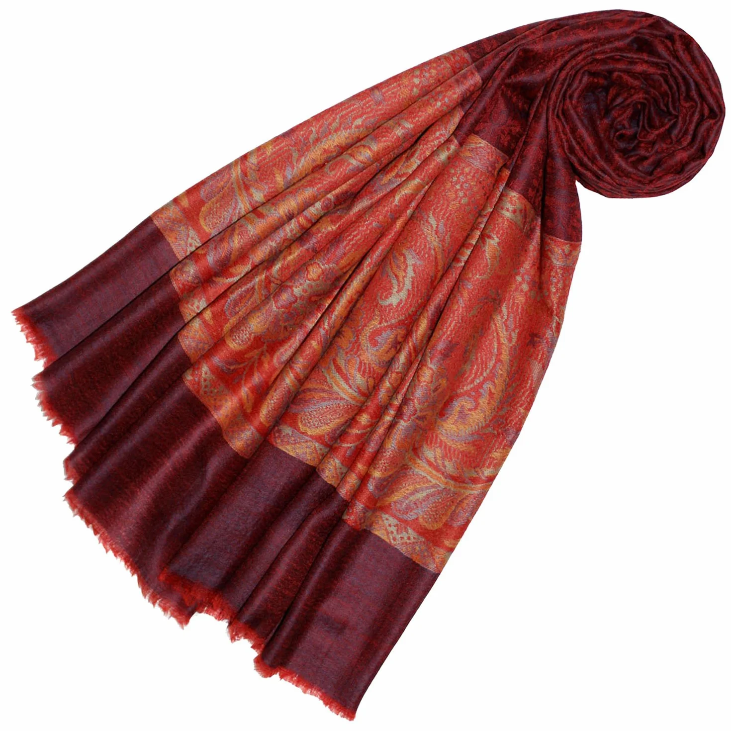 Lorenzo Cana Pashmina kaszmirowy szal damski 100% kaszmir żakardowy tkany wzór paisley szal szal kaszmirowy kaszmirowy pashmina 78502, ciemnoczerwony, 70 x 200 cm