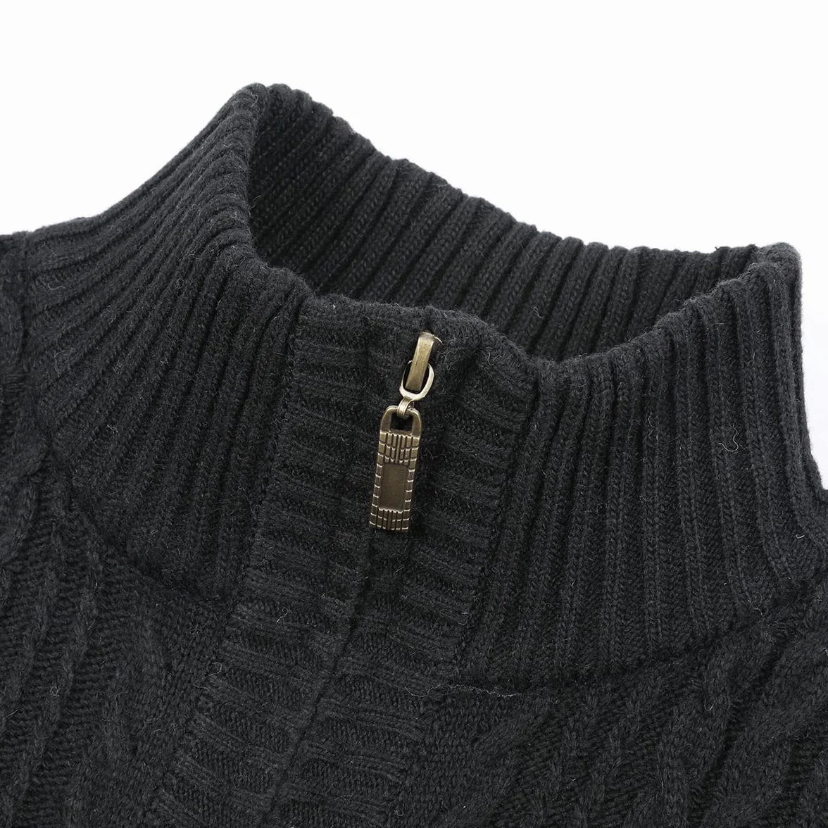 Allthemen Męski dzianinowy kardigan gruby sweter rozpinany kardigany klasyczny stójka długi rękaw na co dzień ciepła bluza
