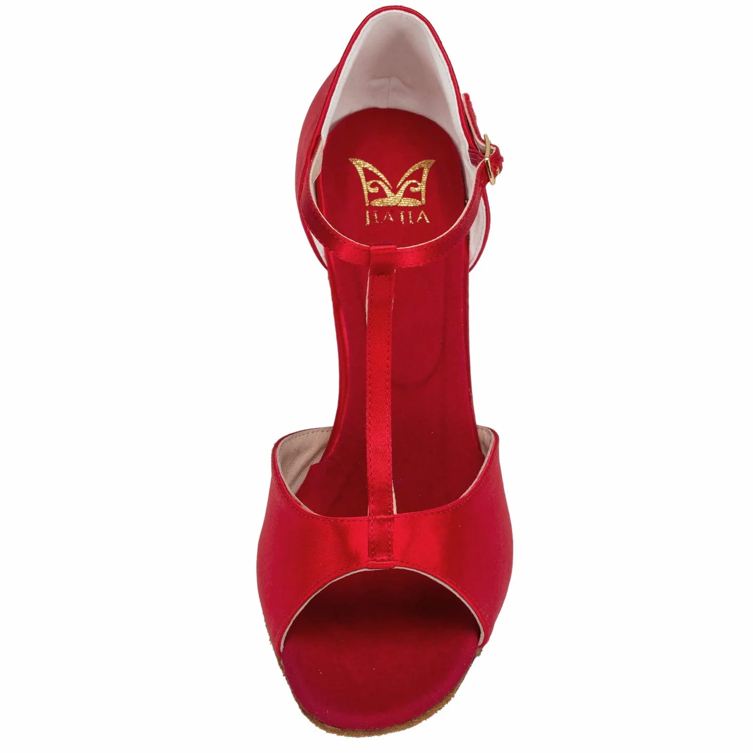 JIAJIA 20511 sandały damskie latynoskie 7 cm rozkloszowany obcas super satynowe buty do tańca