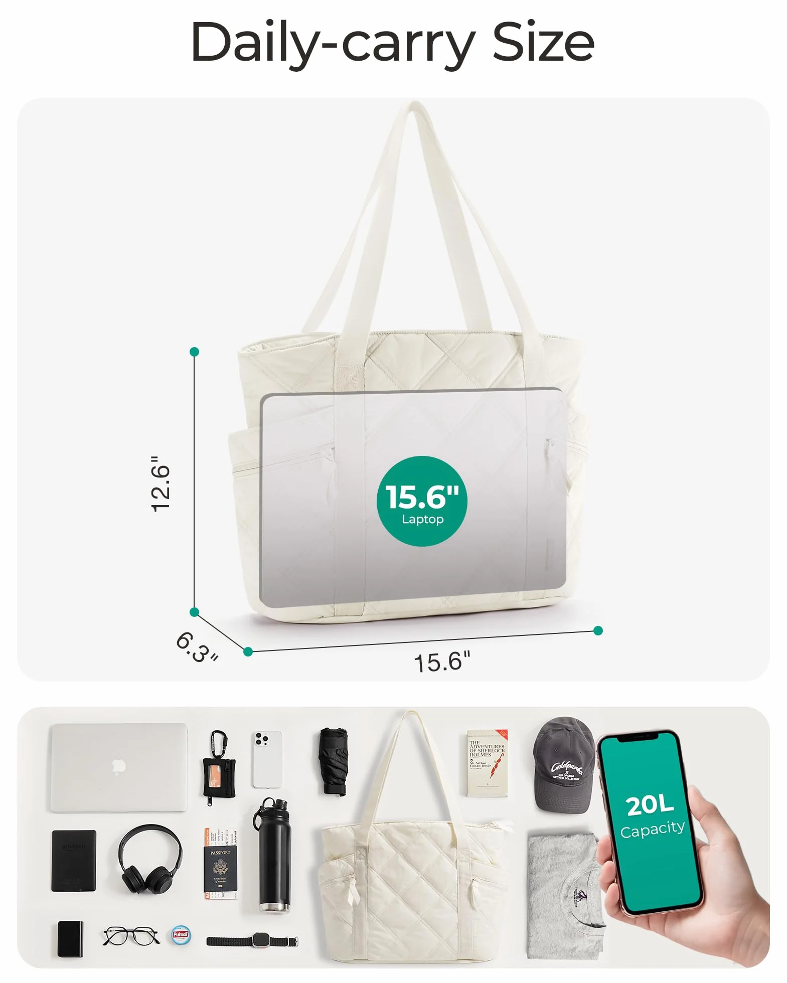 bagsmart Torebka damska, duża, 24 l, wodoszczelna, puchowa, damska torba na zakupy, torba sportowa z zamkiem błyskawicznym, do podróży, fitnessu