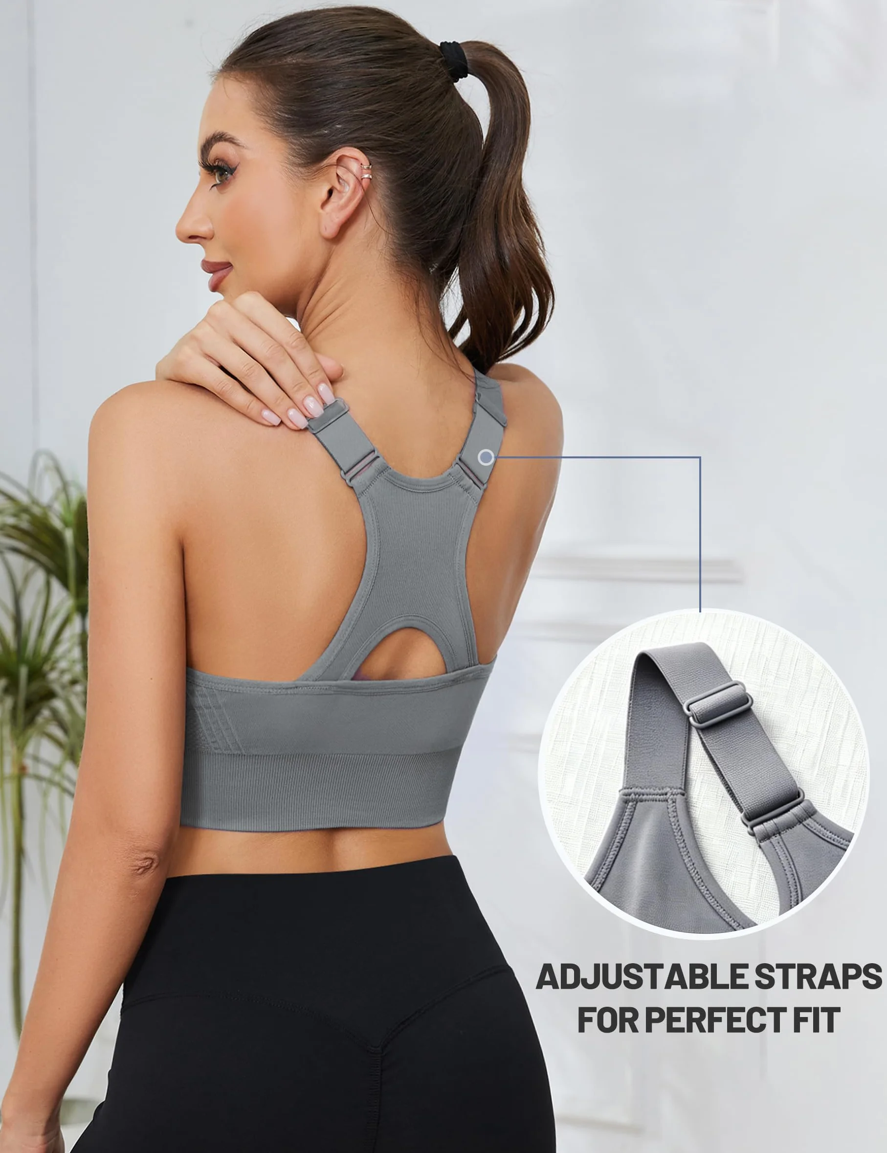 Litherday Damski biustonosz sportowy o wysokim wpływie bez fiszbin z wyjmowanymi wkładkami biustonosz sportowy push up do jogi biegania fitness i treningu rozmiary S-XXL