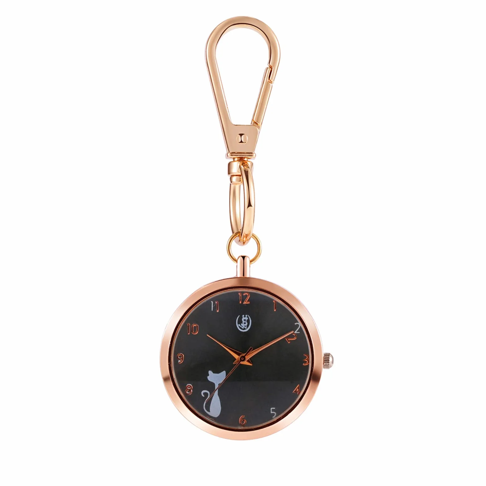 JewelryWe Nowość breloczek zegarek uroczy kot zwierzę brelok kwarcowy zegarek kieszonkowy FOB klips zegarek, dla mężczyzn kobiet, b, Nowoczesny