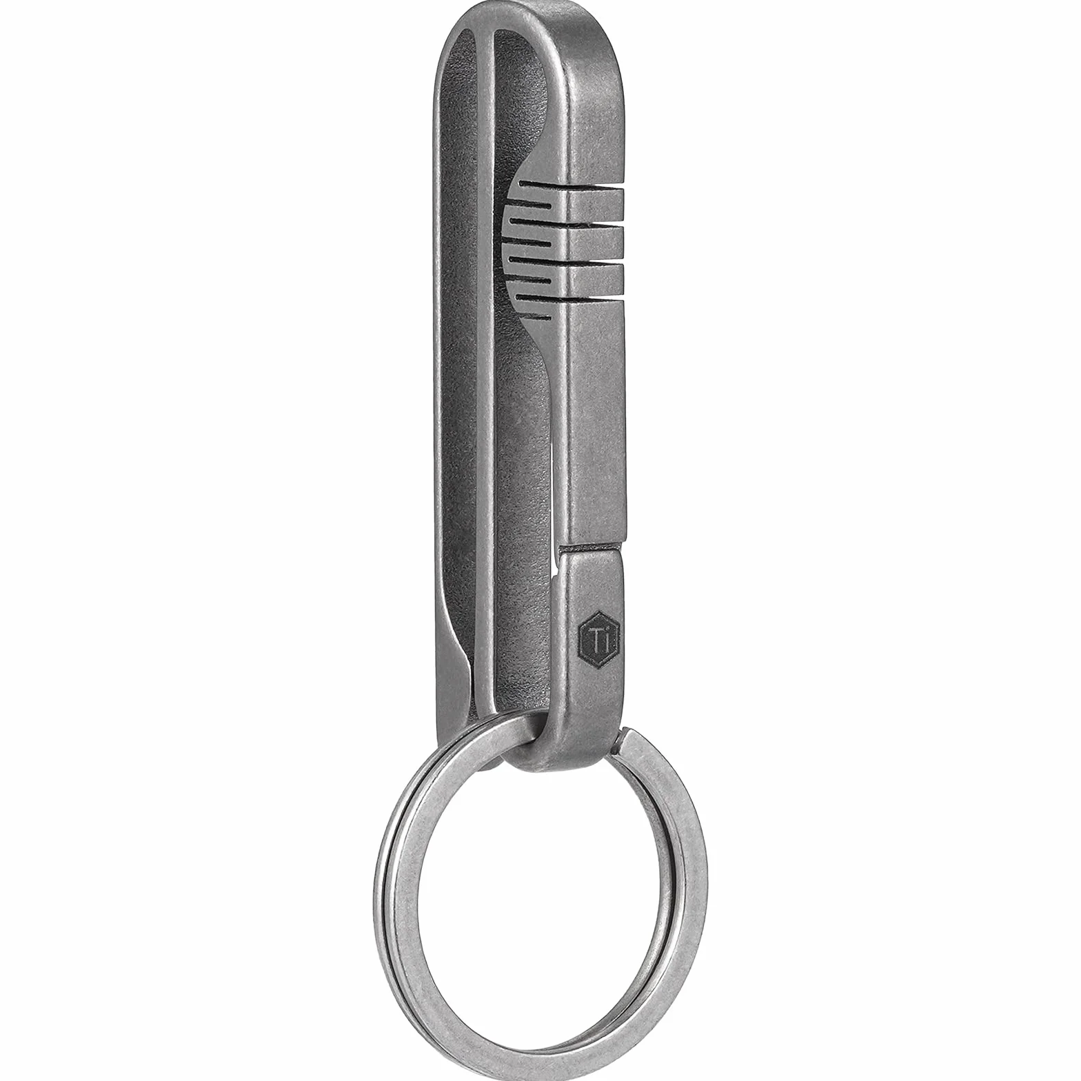 KeyUnity KM03 tytanowy klips do paska breloczek do kluczy, szlufka na pasek z pierścieniem, karabiniczek, klips na klucze ze zdejmowanym kółkiem, do paska służbowego, na kemping, unisex,