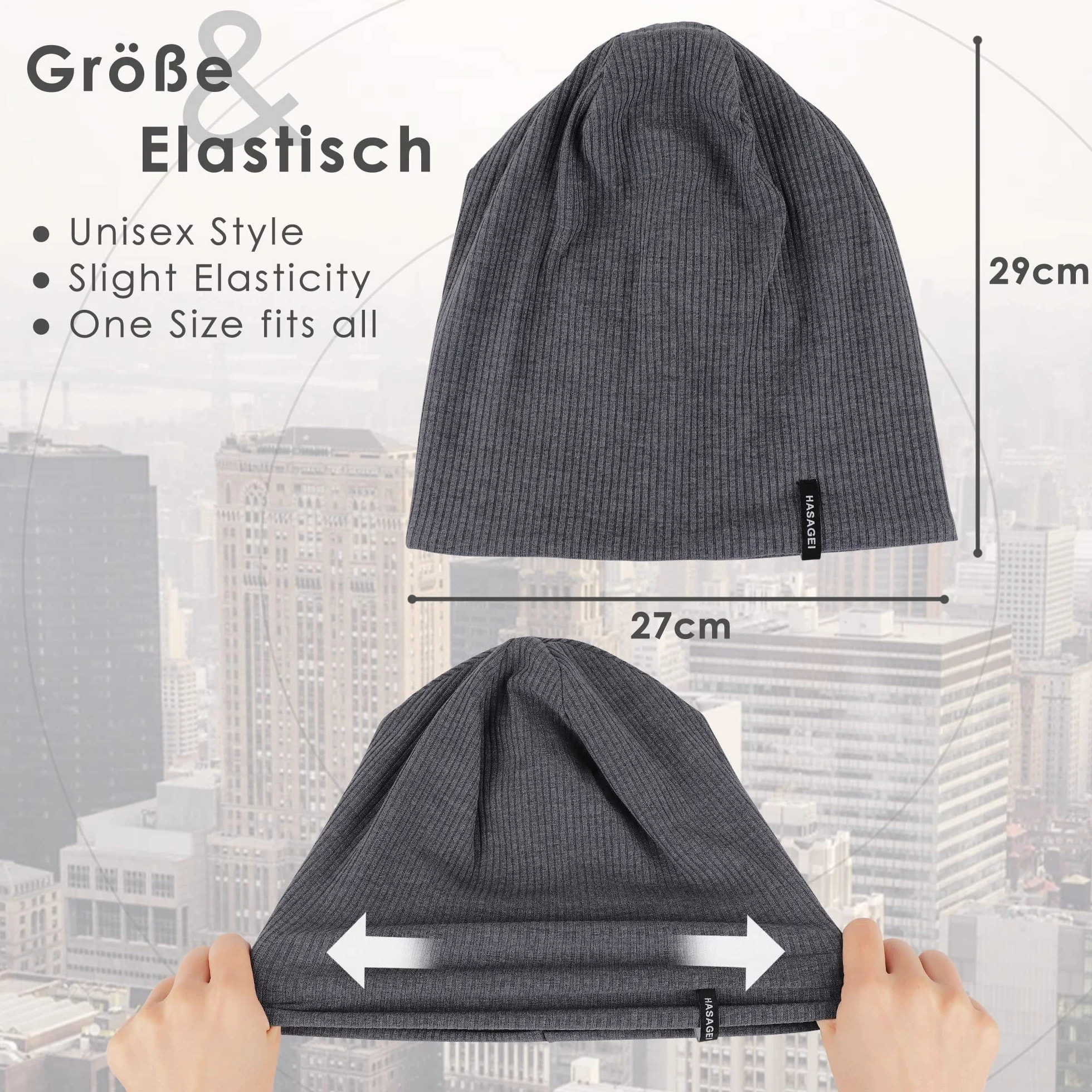 HASAGEI Czapka męska damska, czapka beanie, przejściowa, miękka, cienka czapka, lekka, modna czapka z dżerseju, czapka beanie, uniseks, czapka z chemii, idealna na wszystkie pory roku