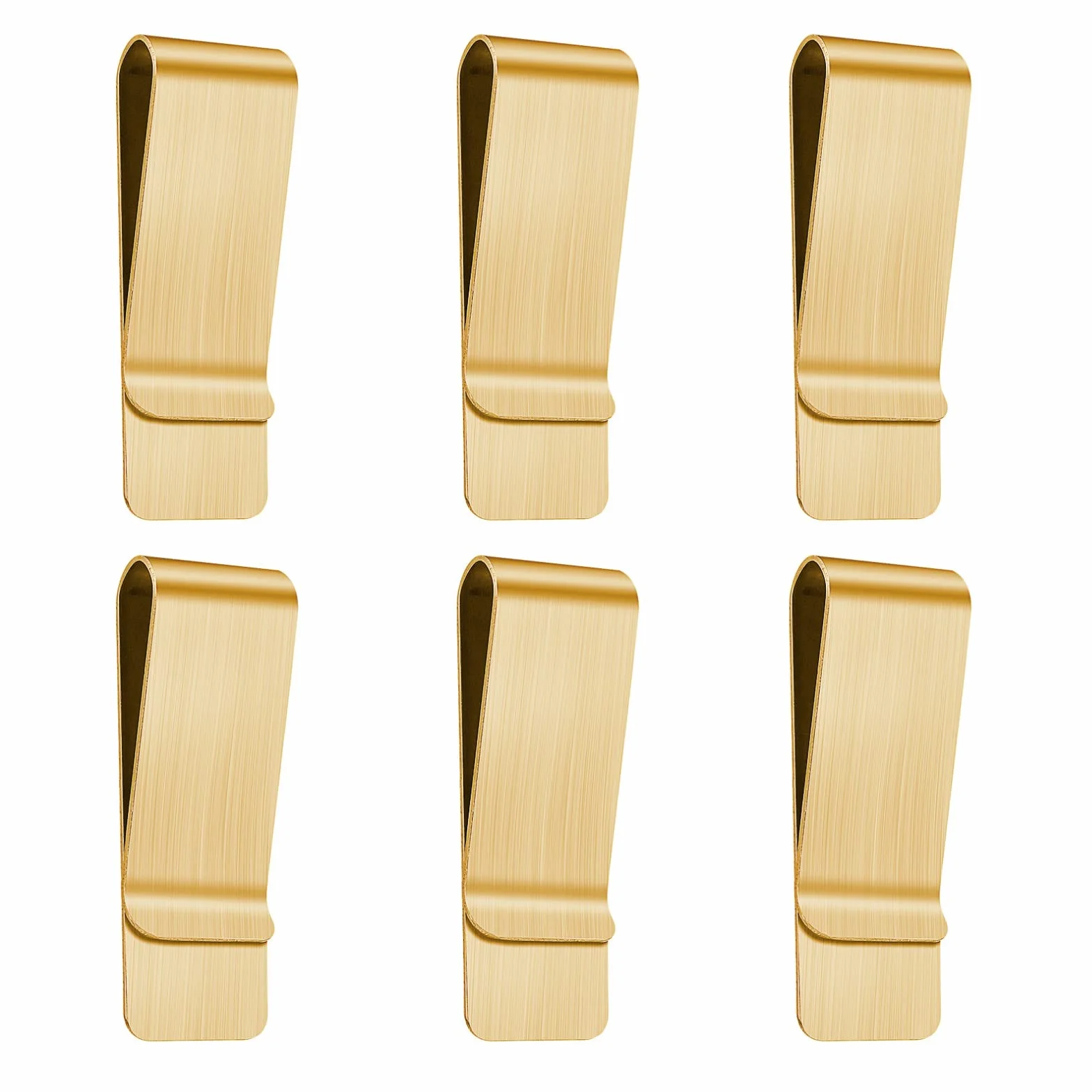 Prasacco Klipsy do pieniędzy ze stali nierdzewnej metalowy smukły klips na pieniądze portfel banknoty etui na karty kredytowe dla mężczyzn i kobiet, Złoty, 6 PCS