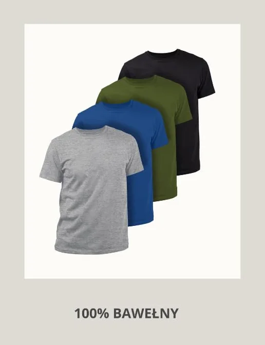 Basic Treasure 4-pak męskich t-shirtów, 100% bawełna, koszulka męska, rozmiar M, L, XL, 2XL lub 3XL