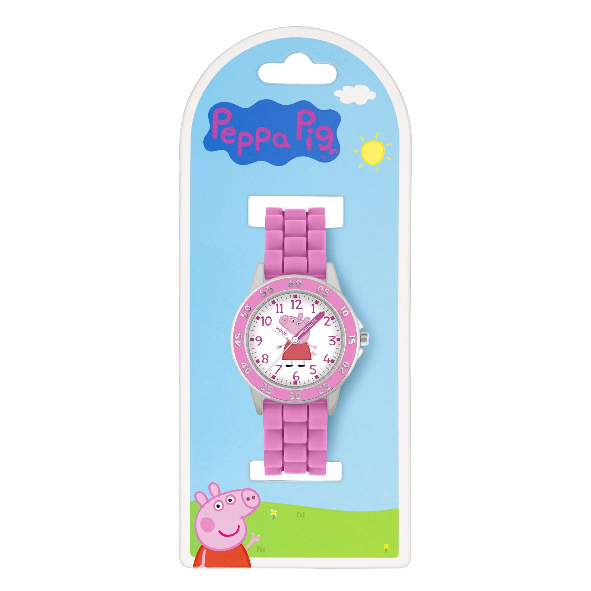 Peppa Pig Analogowy zegarek kwarcowy dla dziewcząt z silikonowym paskiem PPG9000, różowy