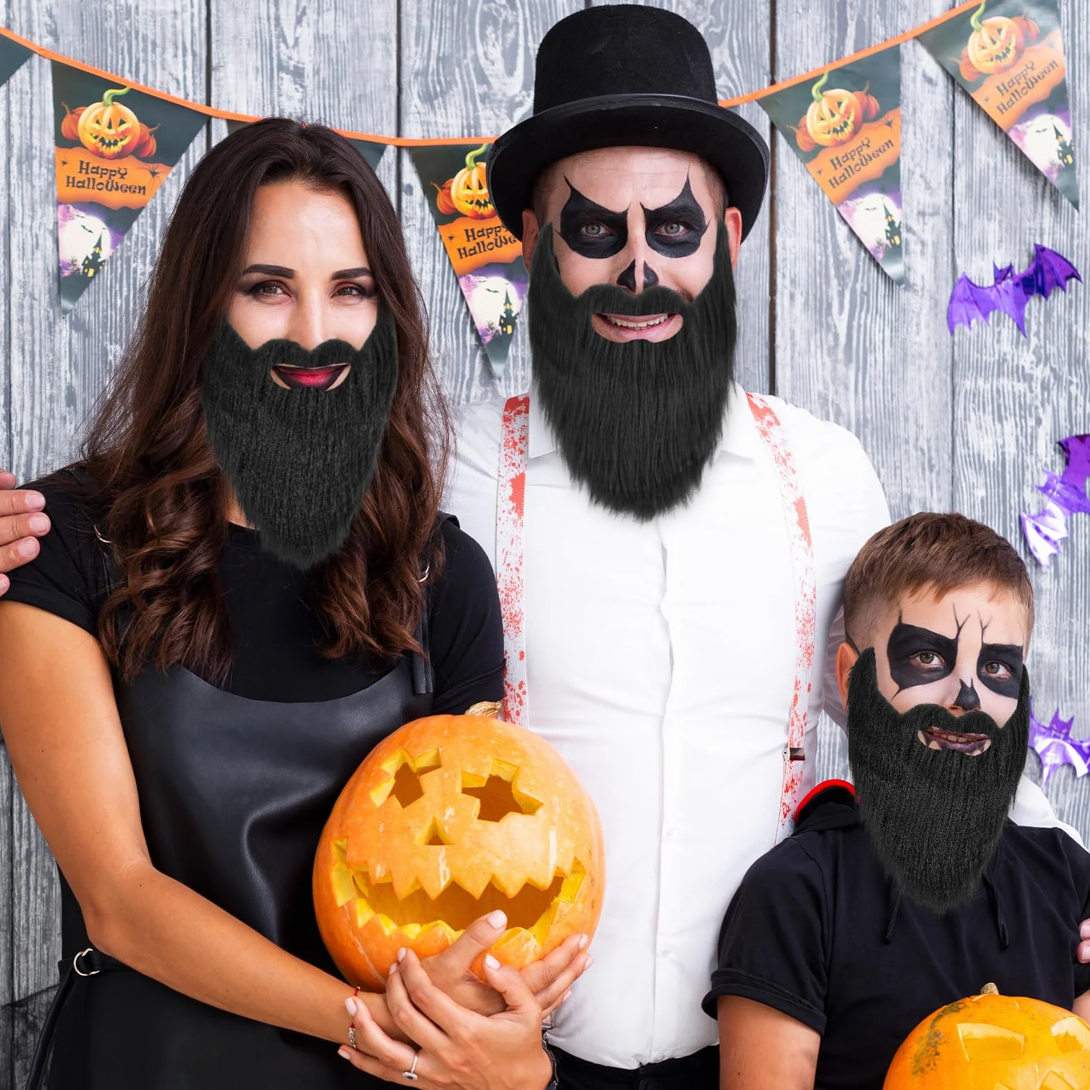 Lusofie Fałszywe wąsy czarny wygodny i łatwy do noszenia kostium do brody sztuczny mężczyzna starszy mężczyzna kostium na Halloween Boże Narodzenie Cosplay Fałszywy wąsy męski