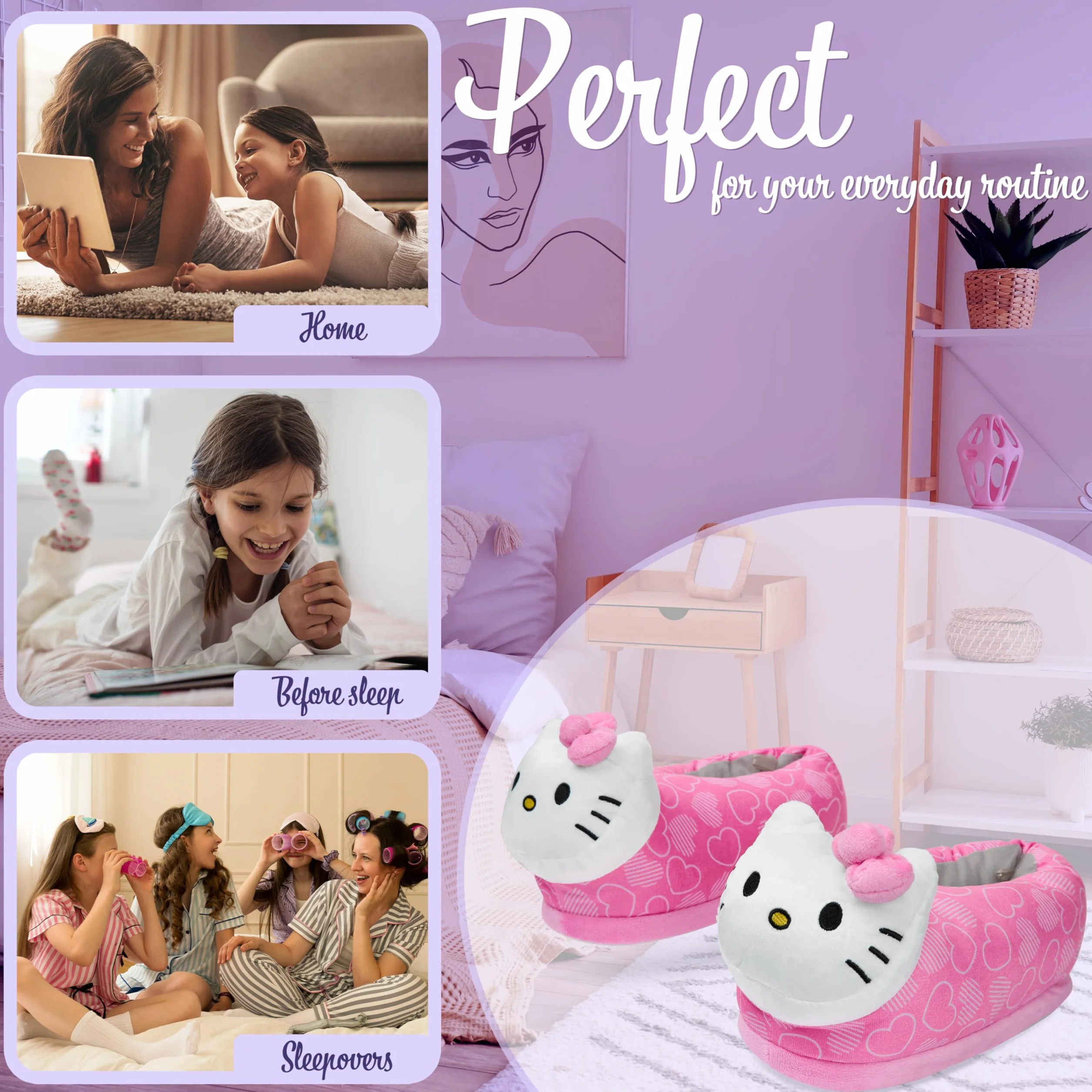 Hello Kitty 3D kapcie dziecięce, antypoślizgowe kapcie domowe - prezent dla dziewczynki
