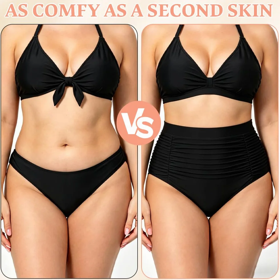 Majtki bikini damskie z wysokim stanem, majtki z wysokim stanem, bikini na dół, spodnie kąpielowe z płaskim brzuchem, damskie stroje kąpielowe, majtki bikini z wysokim stanem, bikini z marszczonym