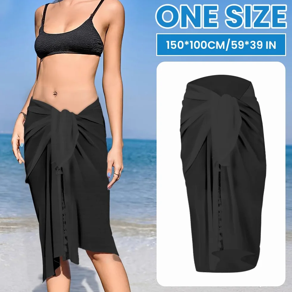 DiULi Spódnica plażowa Sarong, damska sukienka do przewijania sarong pareo, chusta do przewijania bikini z frędzlami, spódnica kopertowa, duża na plażę