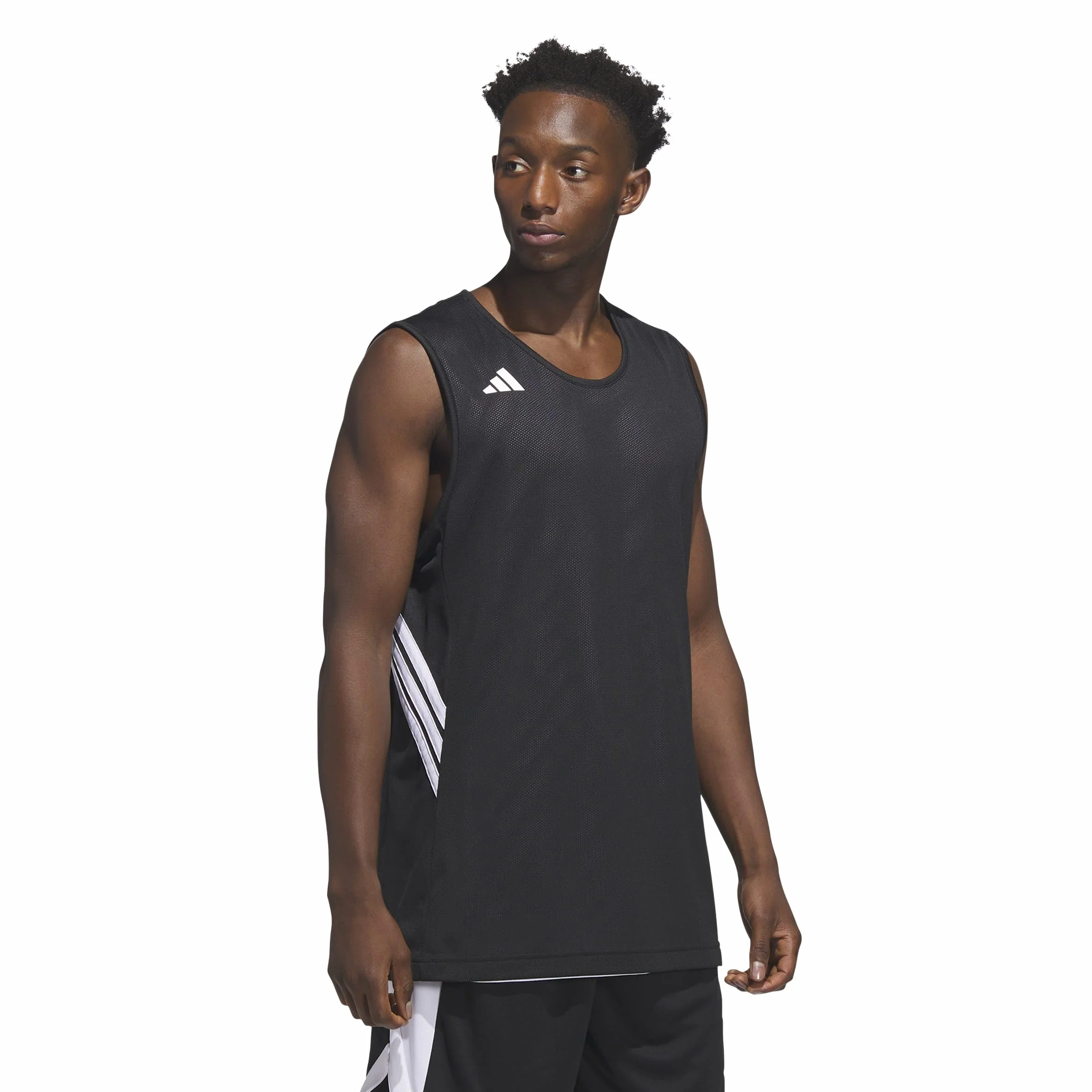adidas Mezczyzni M Everyday Pro Bball Jersey Shirt, Black/White, L