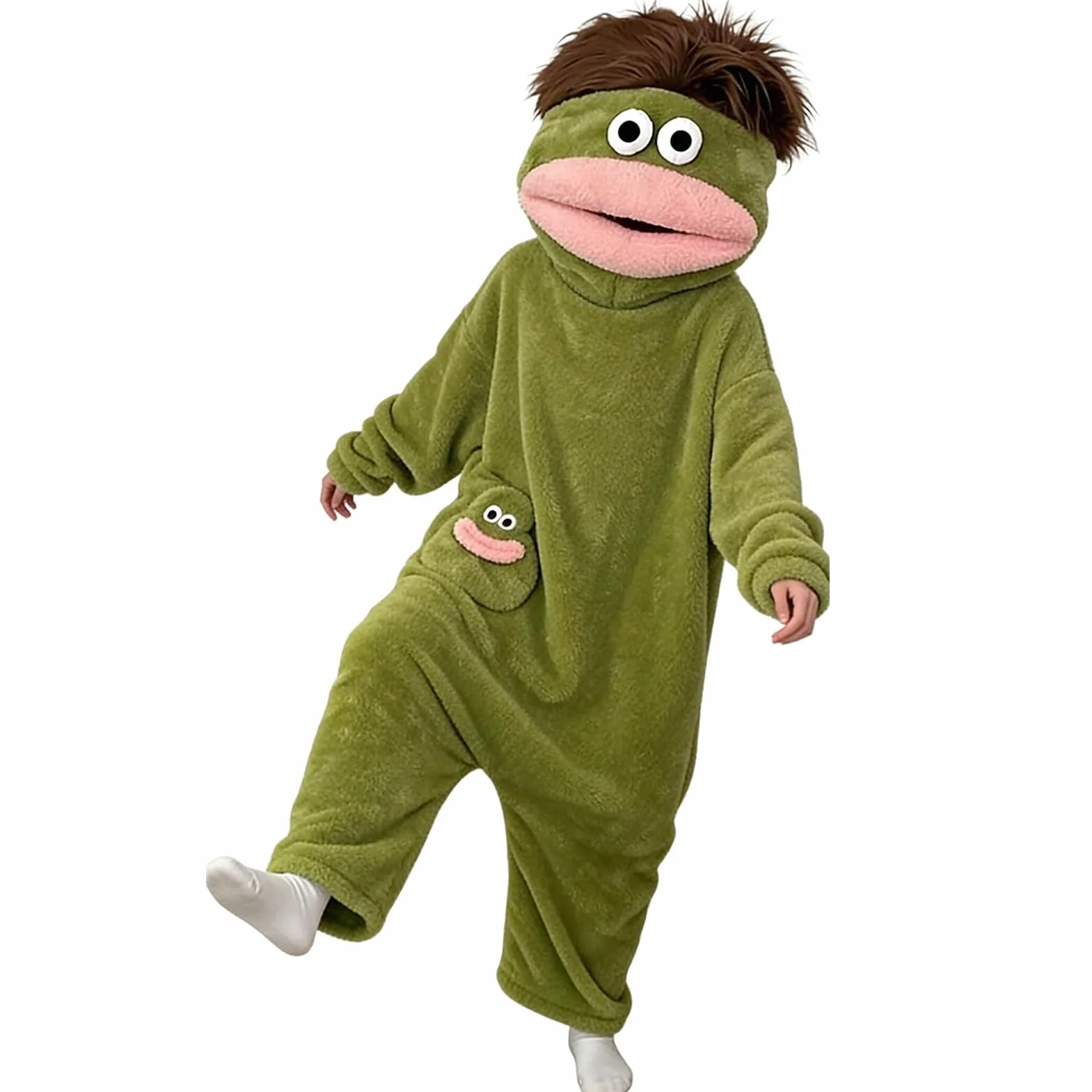 Generisch Onesie dla dorosłych | słodka piżama z dużymi ustami | piżama z kreskówki | dla mężczyzn i kobiet, par, do domu, na podróż, piżama, wieczór filmowy, na zimę, imprezę, kostium