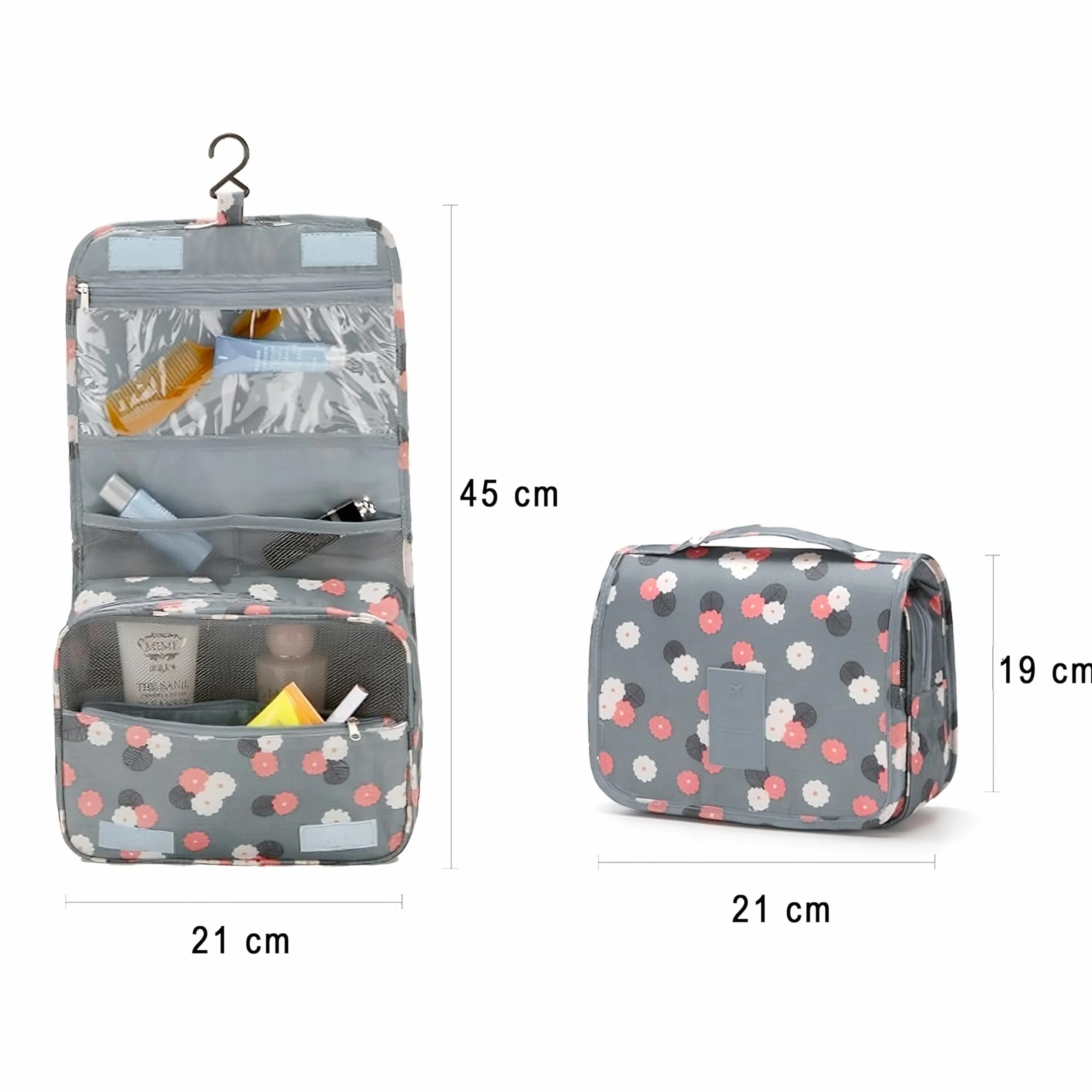 Retoo Kosmetyczka, podróżna kosmetyczka, zawieszana, damska torba na pranie, z uchwytem, wisząca torba na pranie, organizer na kosmetyki dla kobiet, do toalet kempingowych, 24 x 9,5 x 21 cm, niebieski