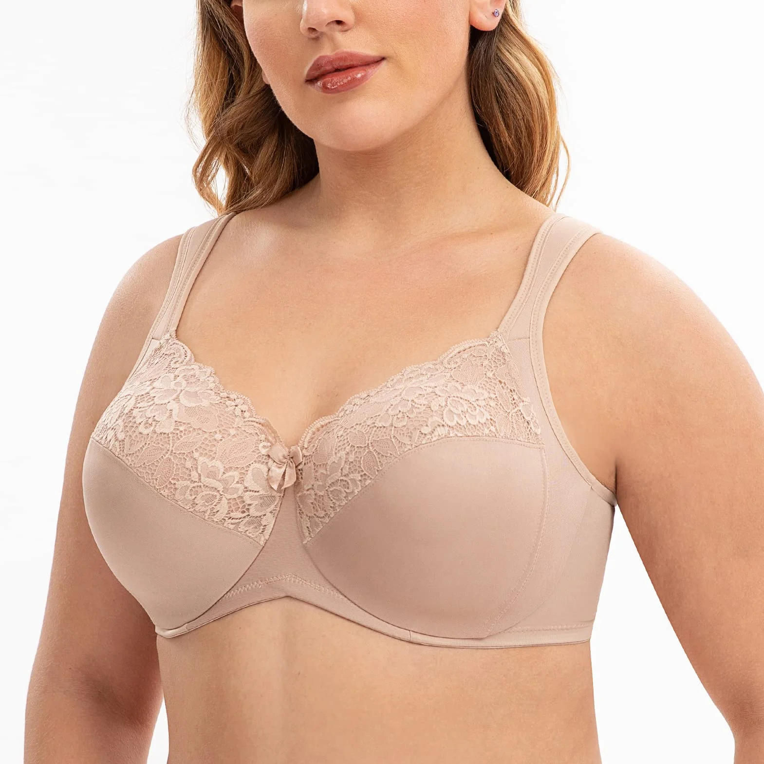 Damski biustonosz minimalizujący poduszkę plus size pełne pokrycie koronkowy biustonosz bez podszewki
