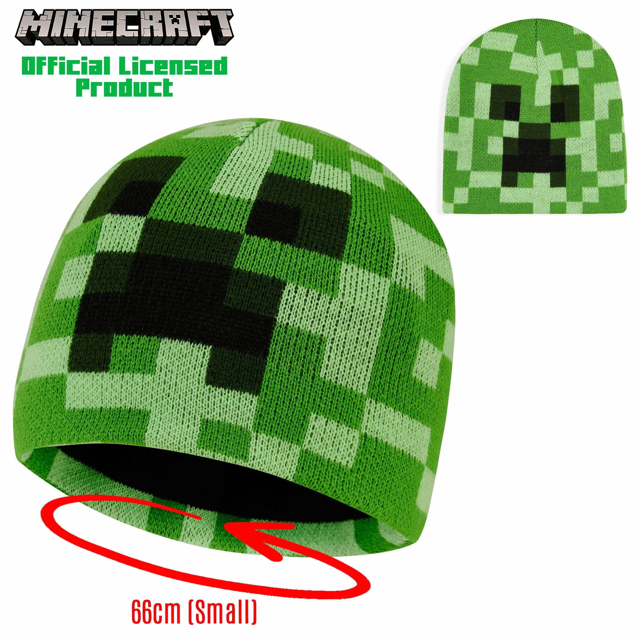 Minecraft Chłopcy Czapka czapki i rękawiczki ustawione dla chłopców i dziewcząt, Jeden Rozmiar Czapka S/M