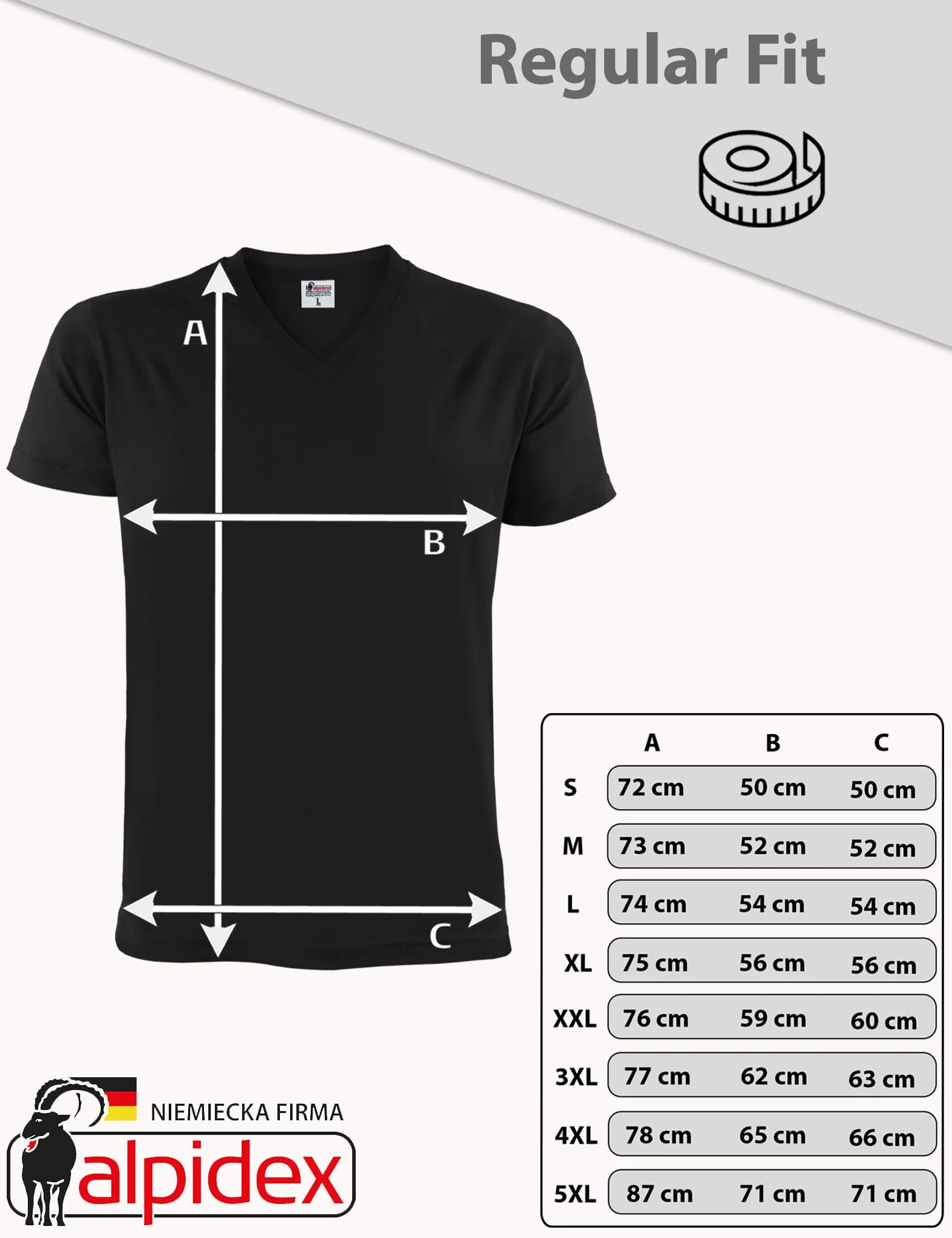 ALPIDEX T-shirt Koszulki Męskie Zestaw Set 5 Sztuk Dekolt V 100% Bawełna Jednokolorowe Krótki Rękaw S M L XL XXL 3XL 4XL 5XL
