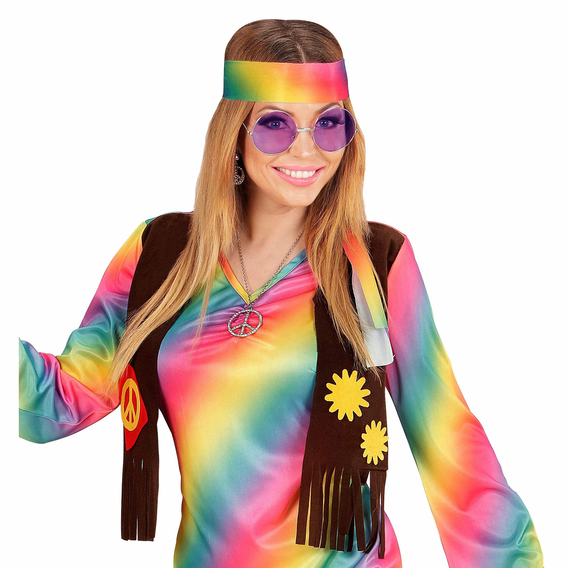 W WIDMANN MILANO Party Fashion - okulary 70s, z kolorowymi soczewkami, okulary hippie, gwiazda pop, karnawał