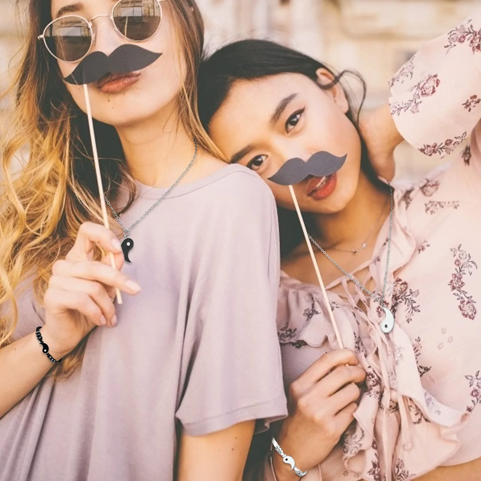 HLenyoy Bransoletka z łańcuszkami dla najlepszego przyjaciela, 2 dopasowujące się Yin Yang, regulowana bransoletka dla przyjaciółki Bff, przyjaźni, związku, chłopaka, dziewczyny, 16 centimeters,