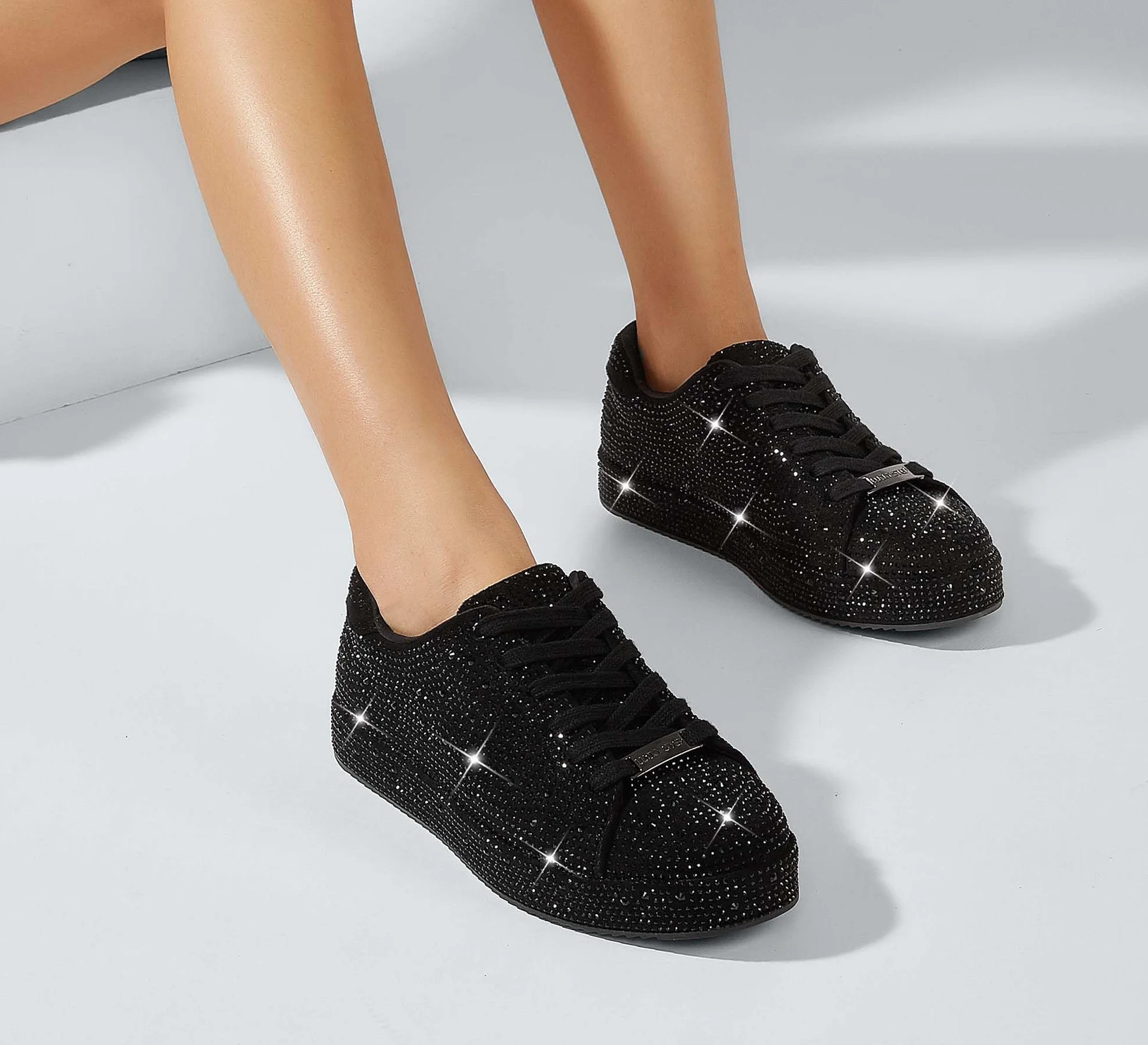 LUCKY STEP Platforma Rhinestone Moda Brokatowe Trampki | Błyszczące Błyszczące Oszałamiające Ślubne Błyszczące Buty dla Kobiet