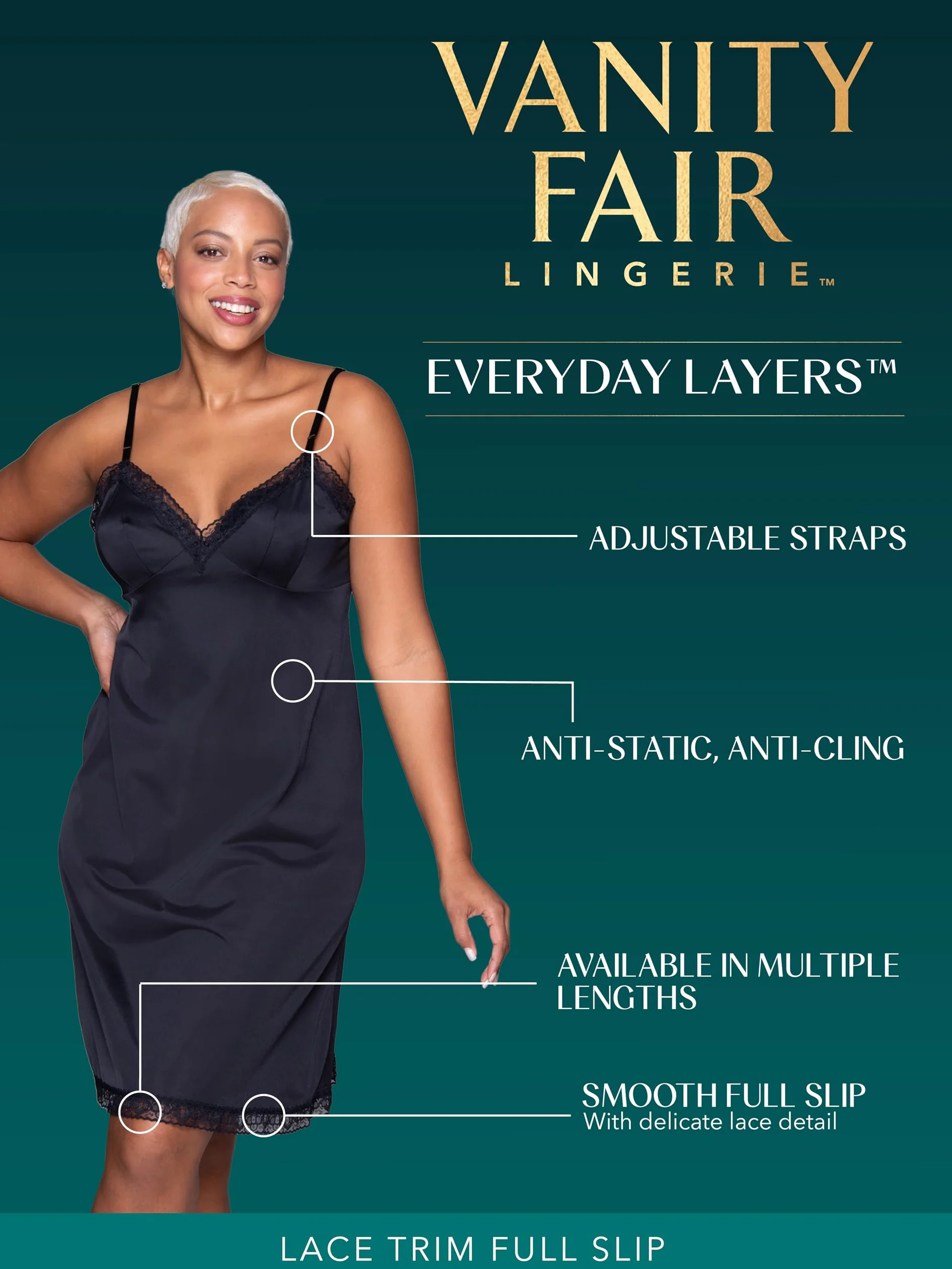 Vanity Fair Full Slip Kobiety Nylon Full Slips