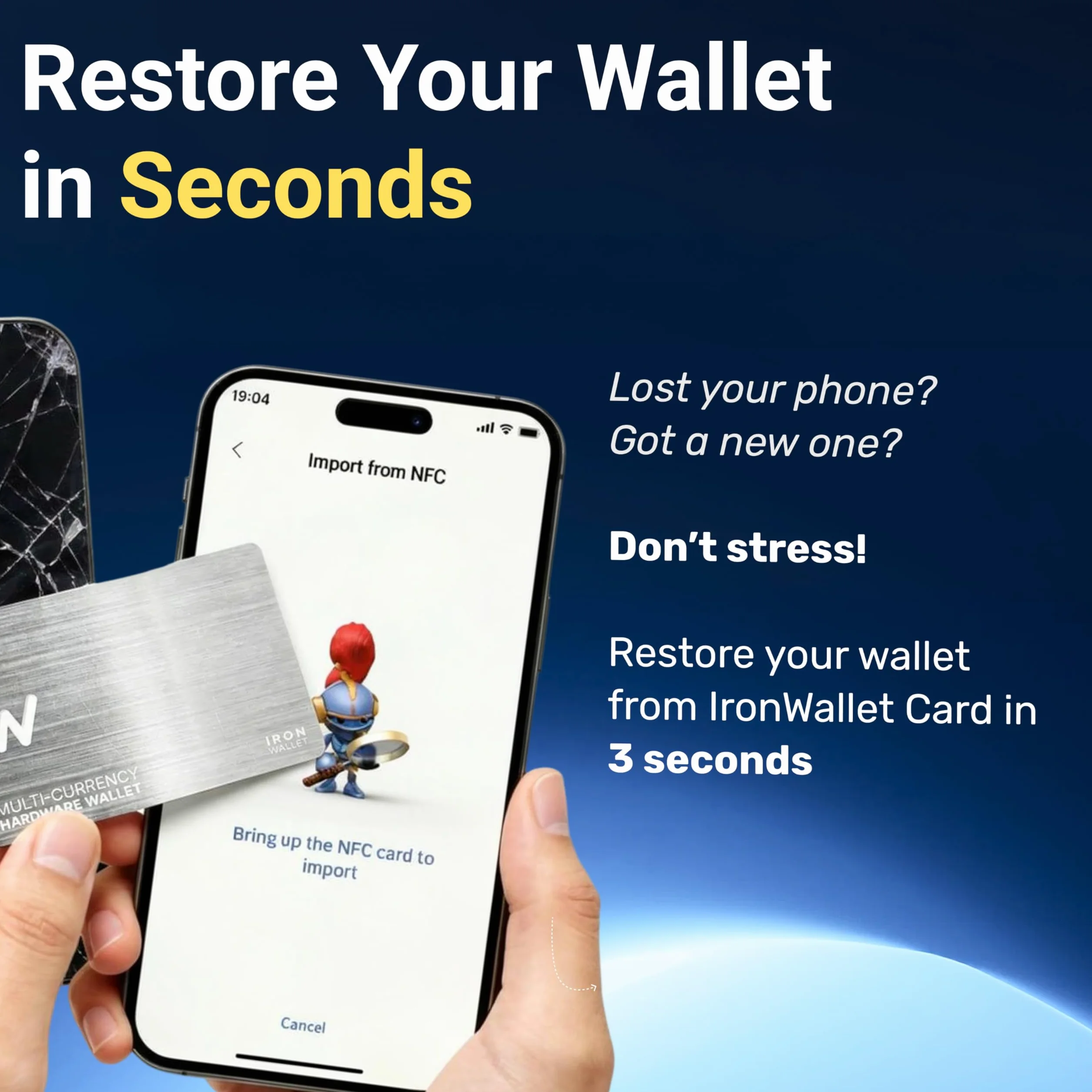 Karta IronWallet NFC - 2 karty - Konstrukcja "szczotkowanego metalu" dla zimnego portfela kryptowalutowego - Przechowywanie Bitcoinów, Ethereum i nie tylko - Bezpieczny sprzętowy portfel offline