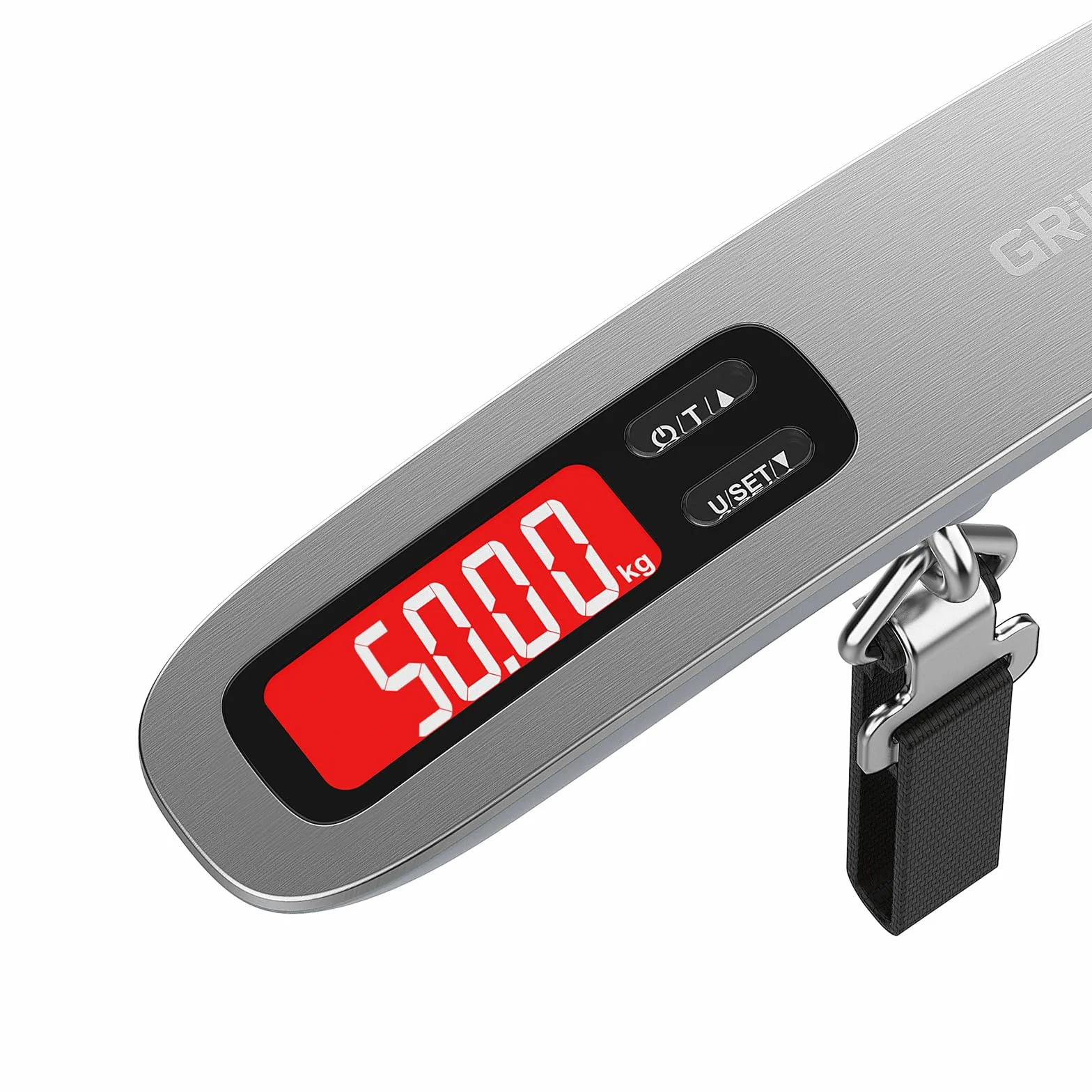 GRIFEMA GA2006 Cyfrowa waga bagażowa, 50 kg, dokładność 50 g, wyświetlacz LCD z podświetleniem, funkcja tarowania, kompaktowa i przenośna konstrukcja, do podróży i wysyłki