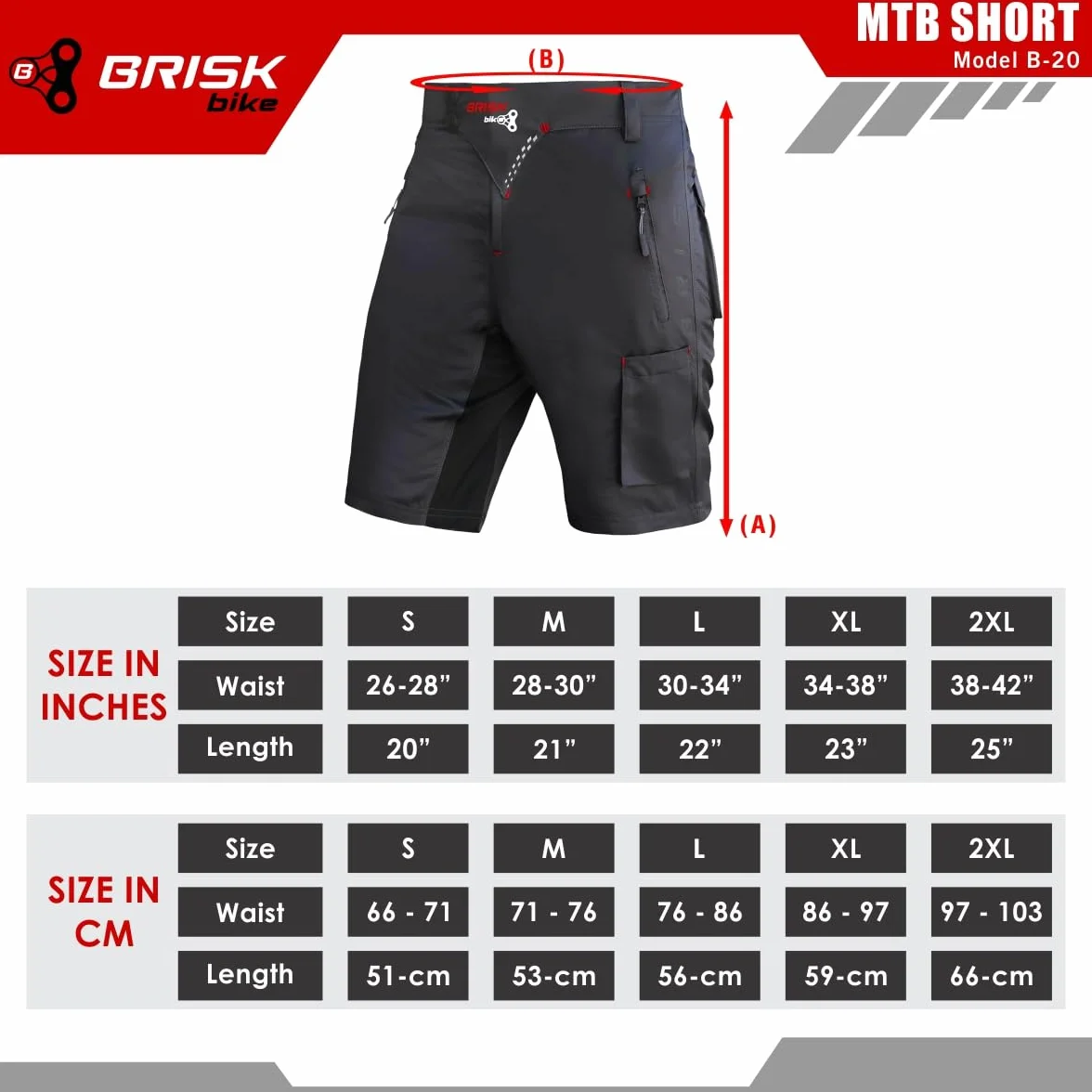 Męskie spodenki kolarskie Brisk Bikini Wyściełane Luźny Krój Lekkie Spodenki MTB Męskie