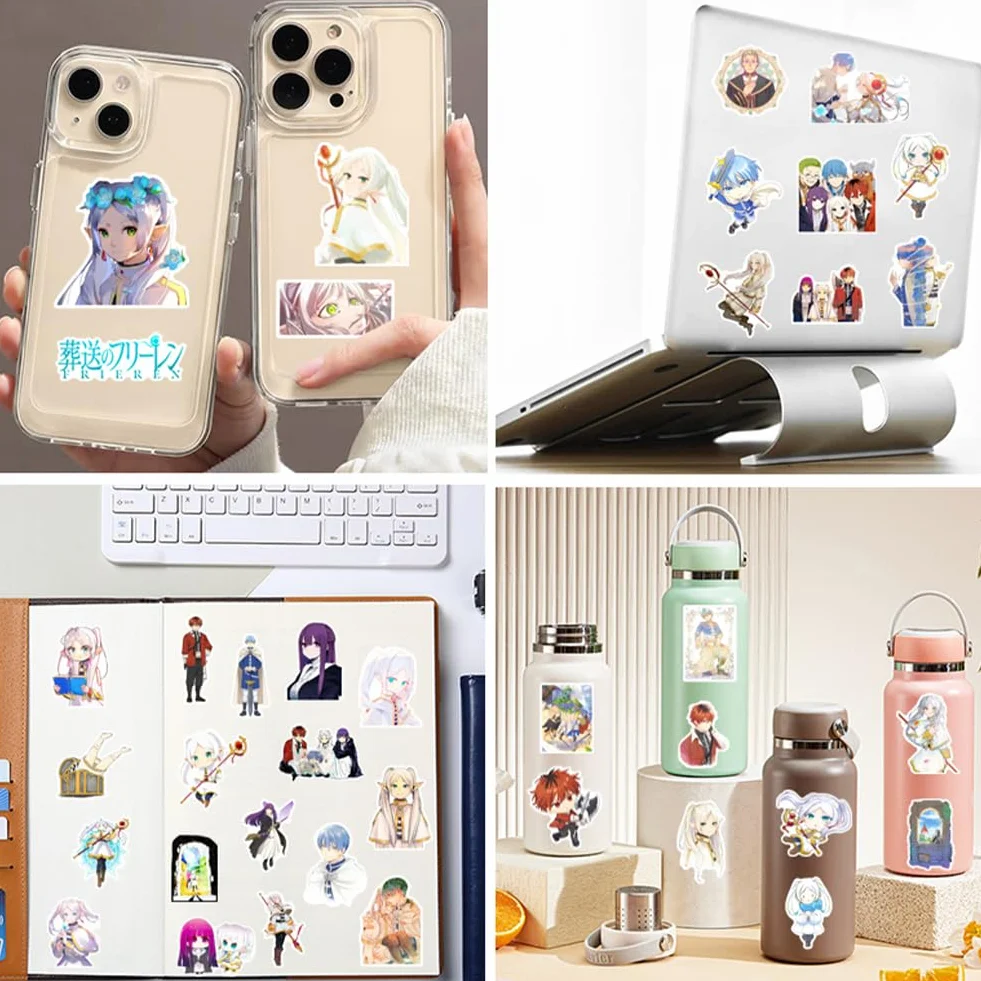 Zestaw 53 szt. Frieren Beyond Journey's End plecak, tornister szkolny, 50 sztuk naklejek anime, torba na ramię, piórnik, torba na ramię, niebo/dalekie/mocny/heiter unisex kreskówka plecak szkolny