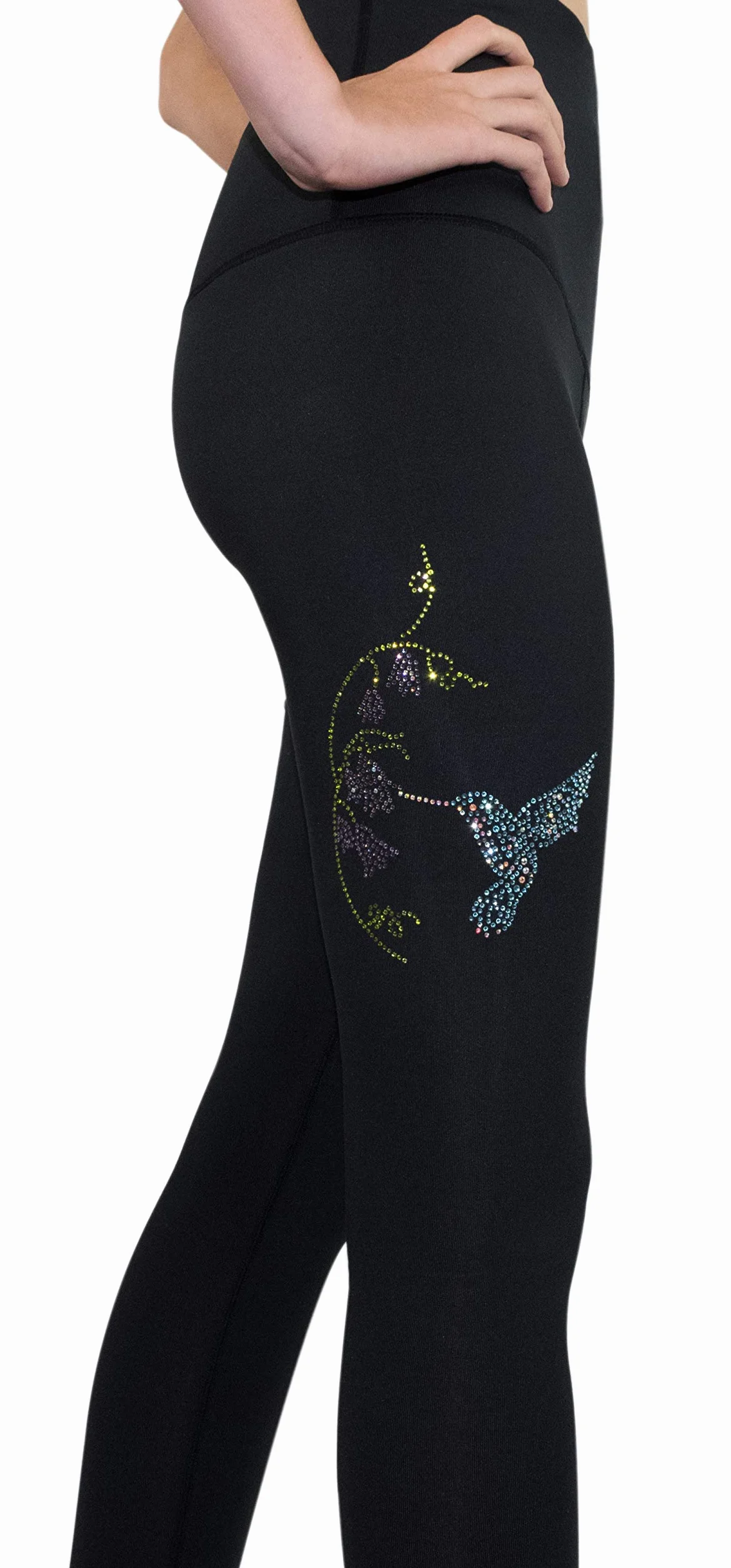 PARADICE WORLD BY SKATER FOR SKATERS Legginsy do jazdy na łyżwach Design pióro, Colibri, płatek śniegu lub jaskółki z kryształami AAA+