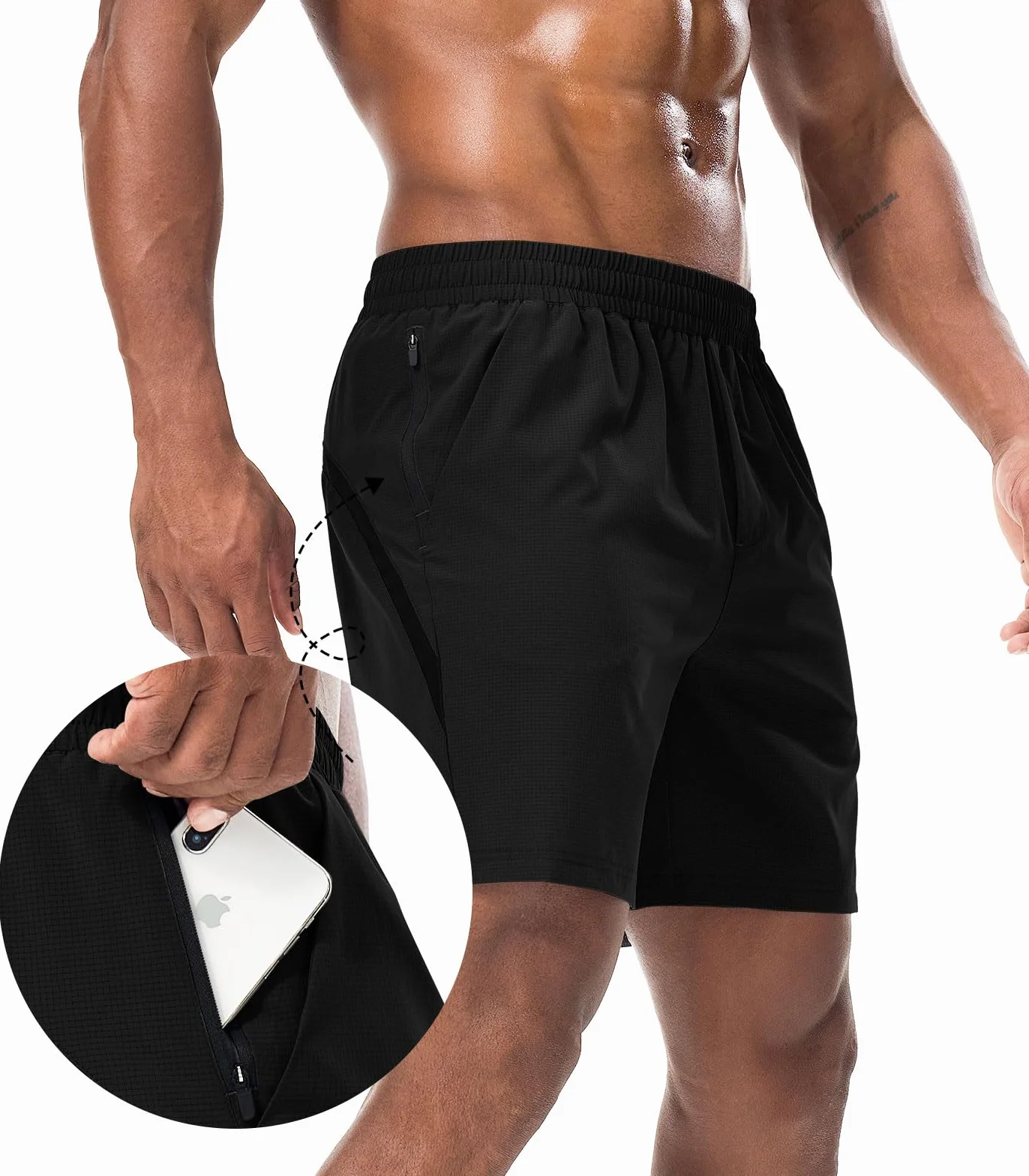 Męskie szorty sportowe spodnie do biegania, szybkoschnące, do fitnessu, treningu, aktywności na świeżym powietrzu, spodnie sportowe z kieszenią