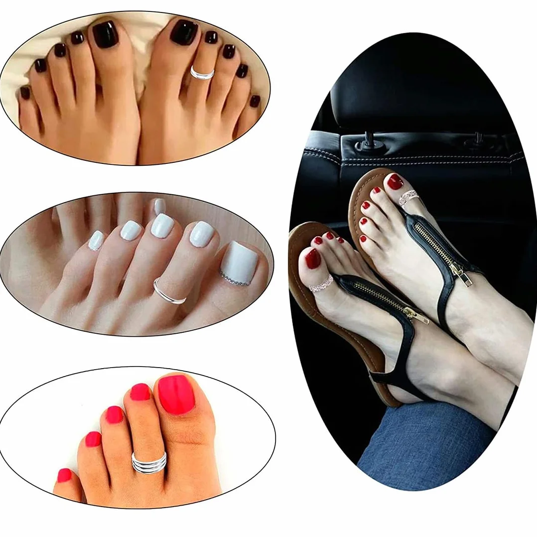 5 szt. 926 Sterling Silver Toe Rings dla kobiet, zestaw biżuterii z otwartymi regulowanymi pierścieniami